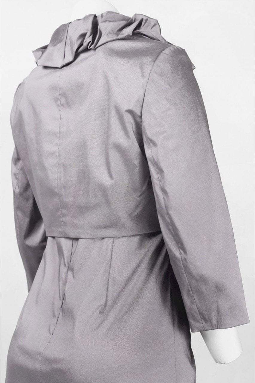 Long Satin Dress with Ruffle Neck Bolero 81848880