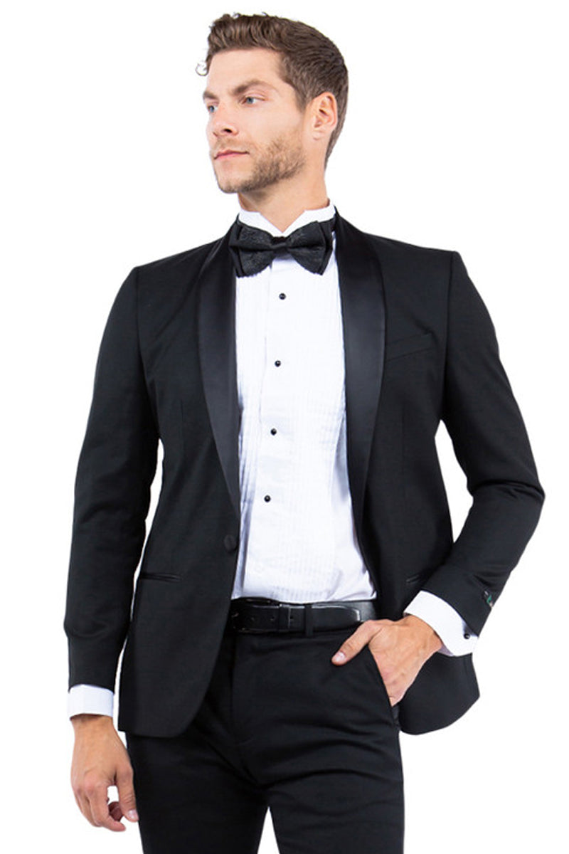Men’s Modern Fit One Button Shawl Lapel Tuxedo Separates Jacket in Black