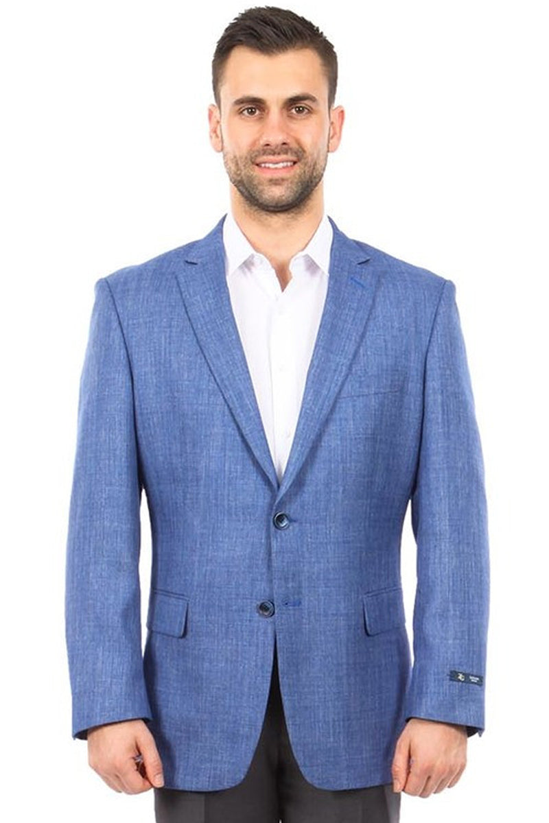 Men’s Two Button Summer Weave Pattern Blazer in Blue