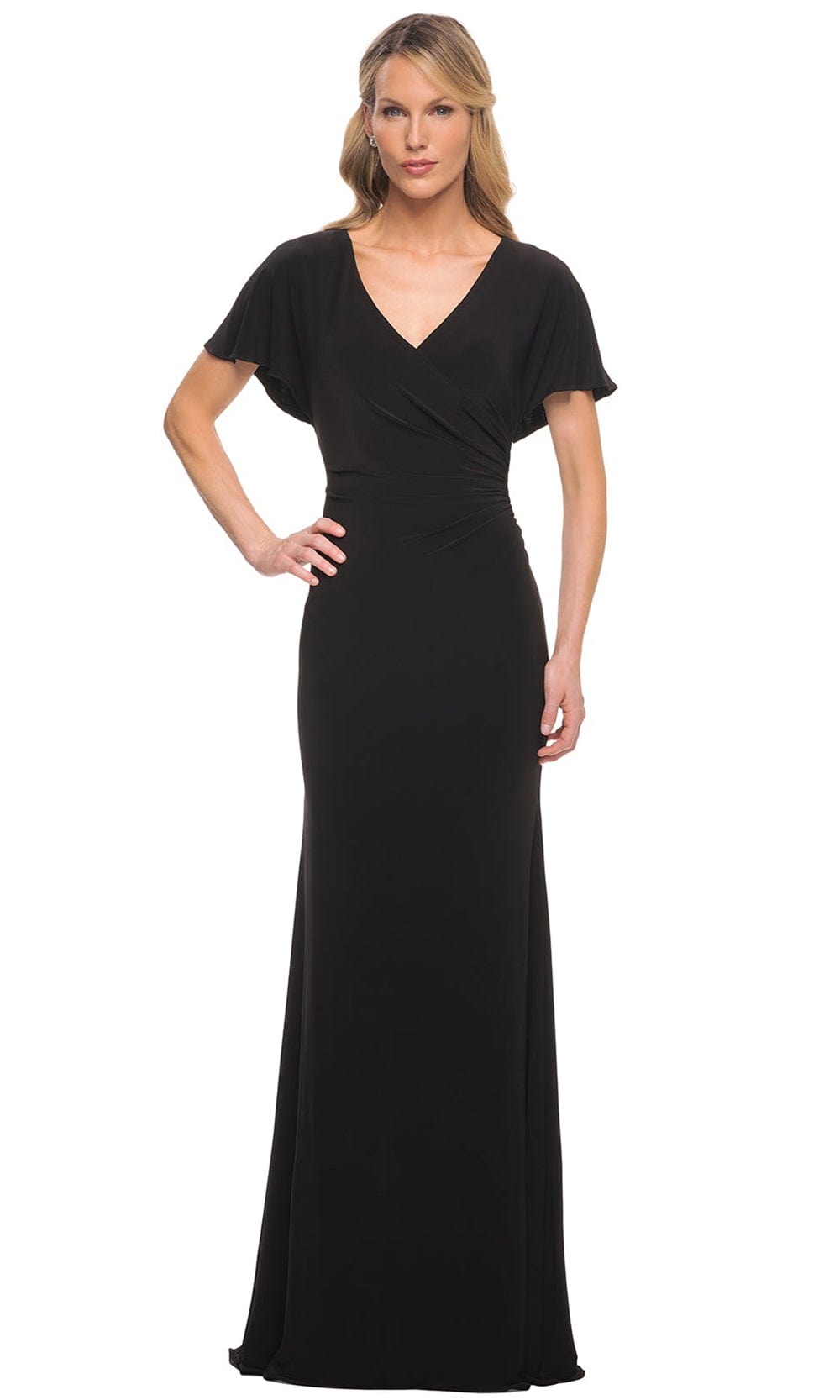 V-Neck Fitted Evening Dress