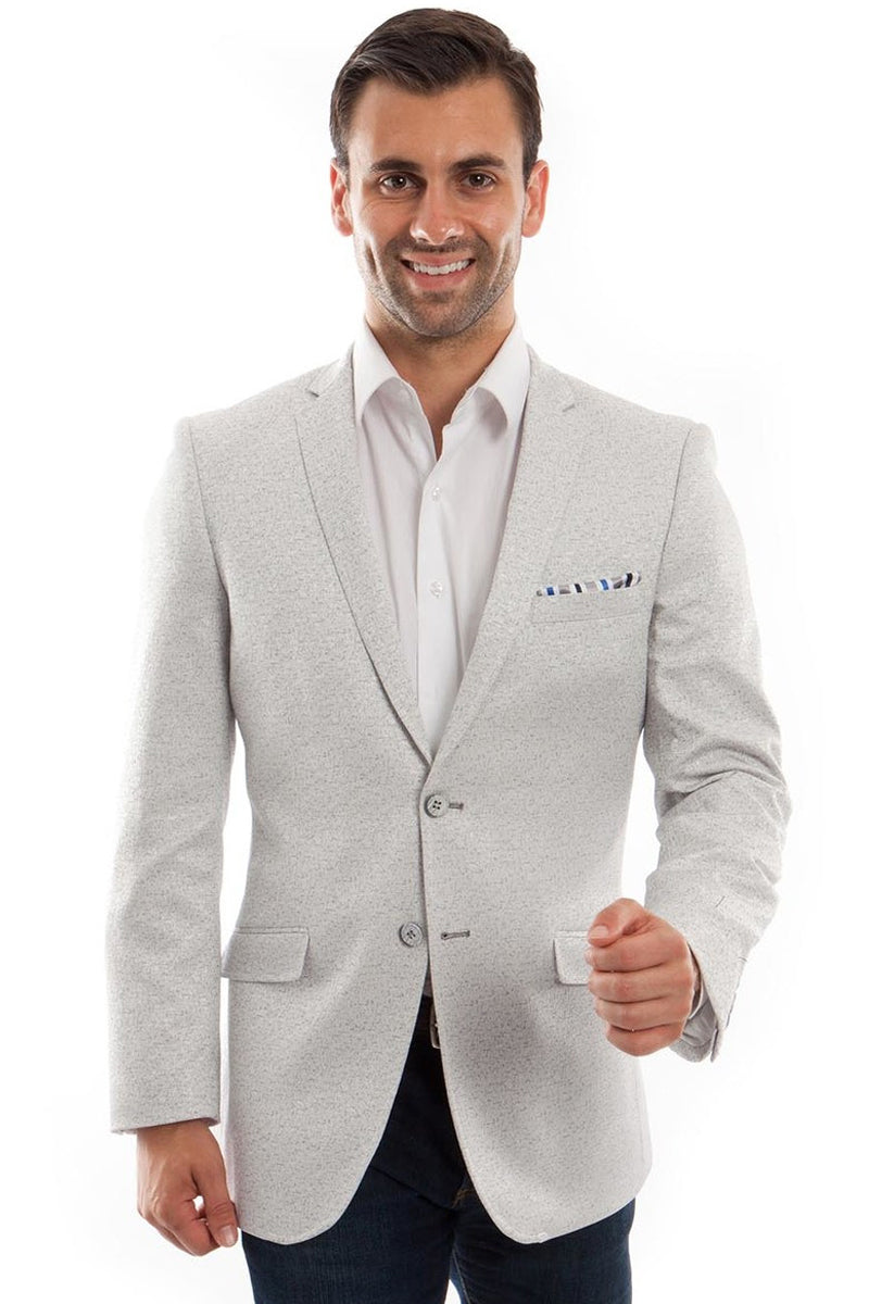 Men’s Slim Fit Summer Speck Pattern Blazer in Light Grey