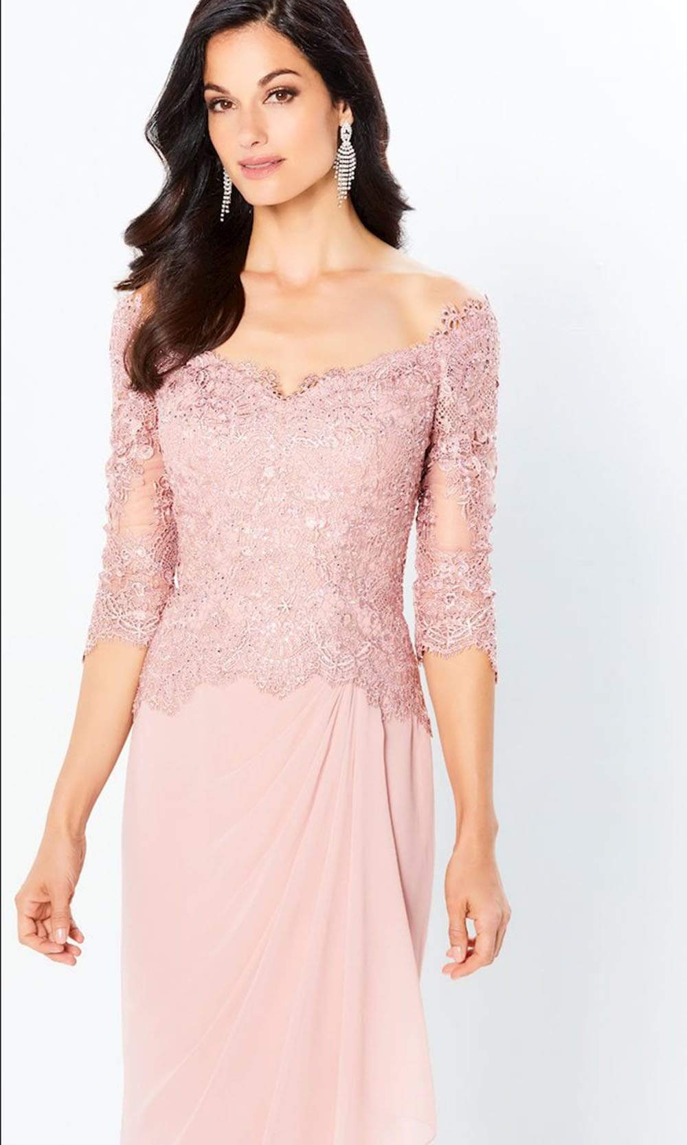 220942 Beaded Quarter-Length Dress