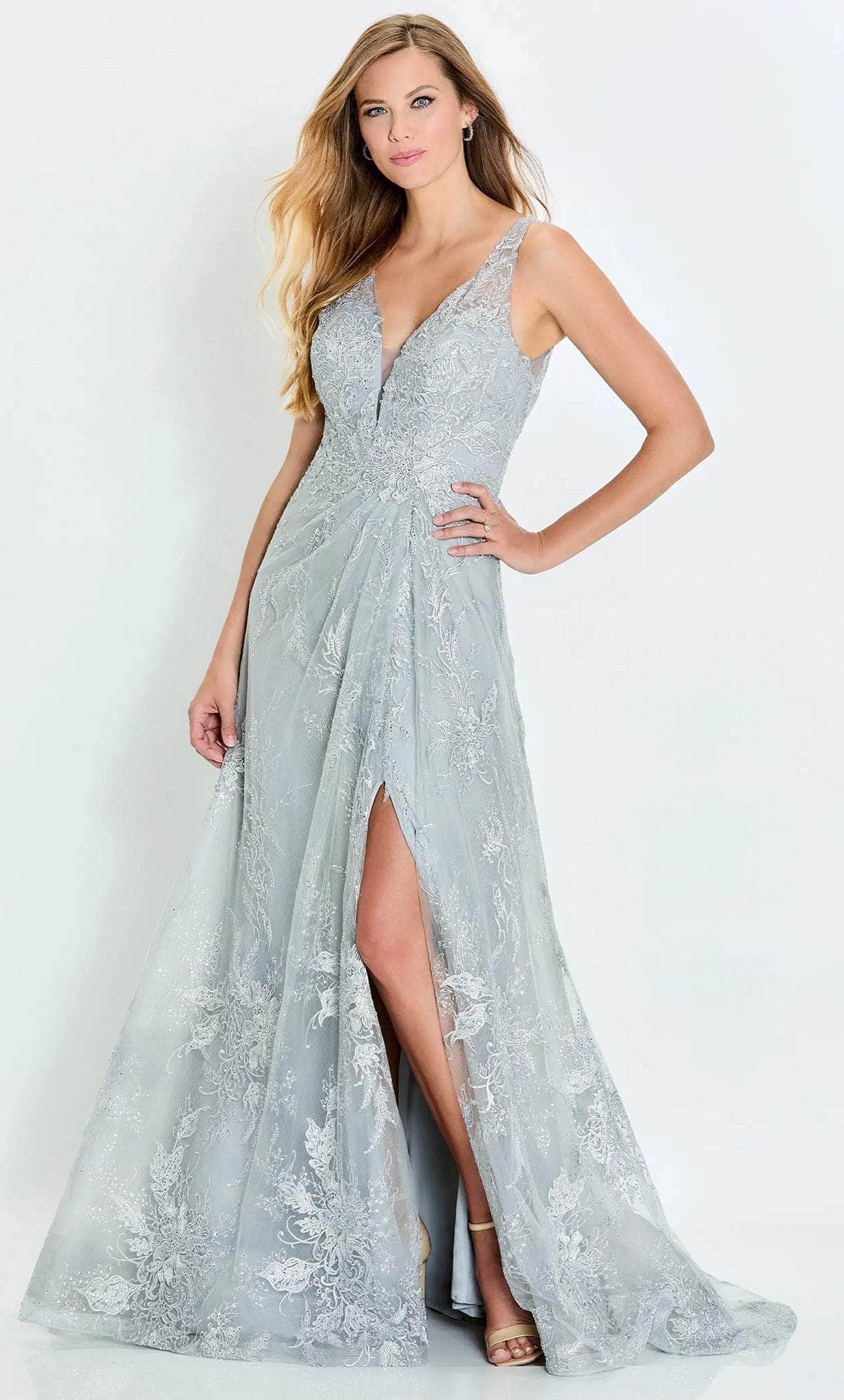 Plunging V-Neck Lace Mother of the Bride Dress
