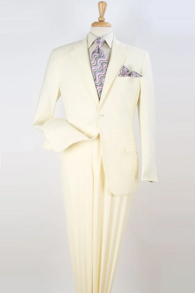 Mens Two Button Modern Fit Basic Poplin Suit in Ivory