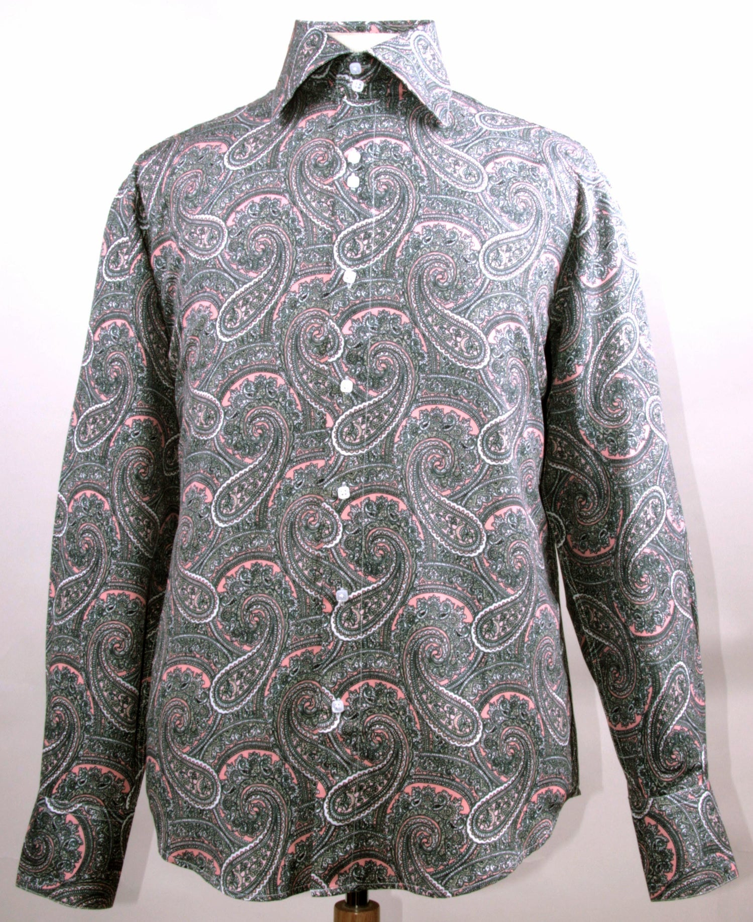 Men’s Regular Fit Fancy Paisley Pattern Sports Shirt in Rose