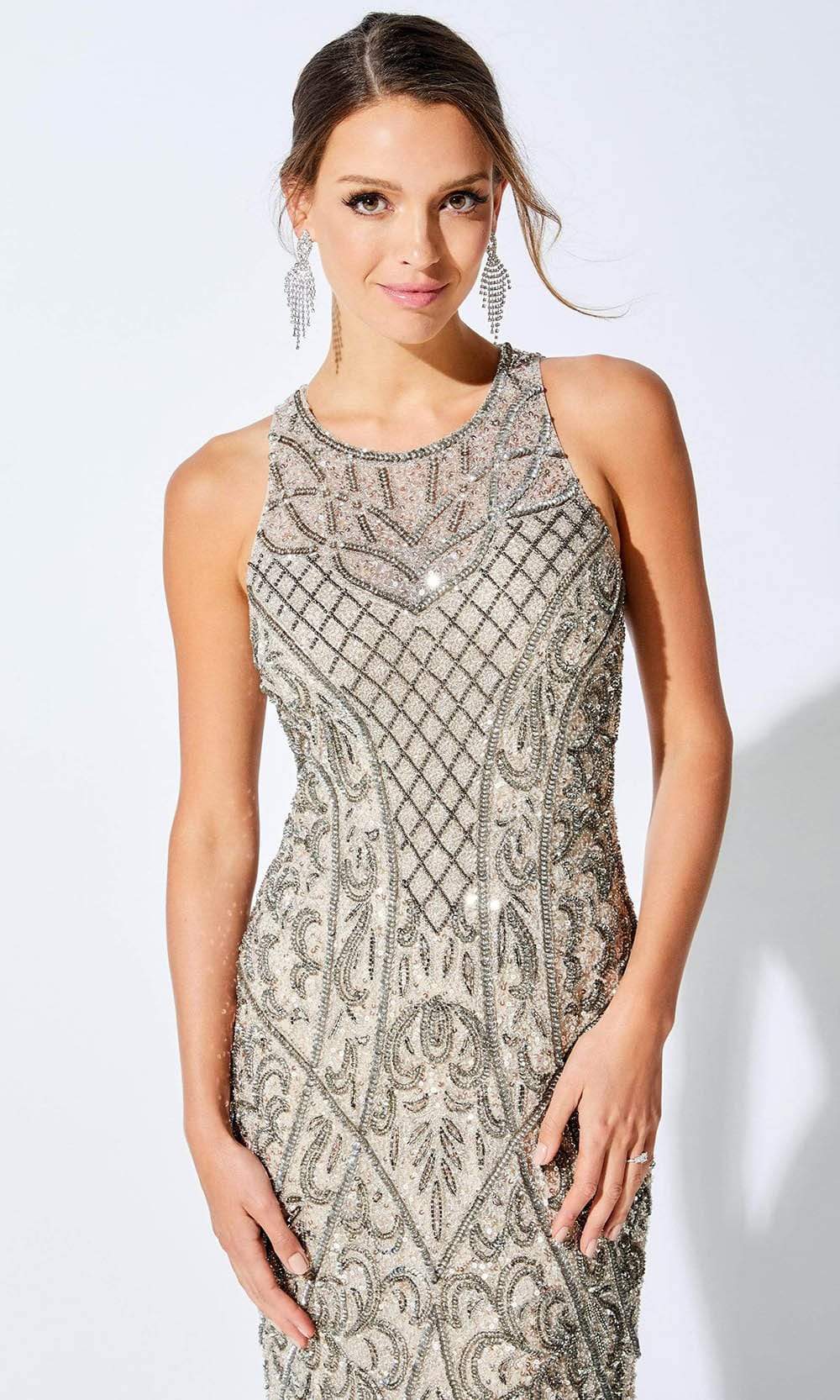 221D55 Jewel Sheath Evening Dress