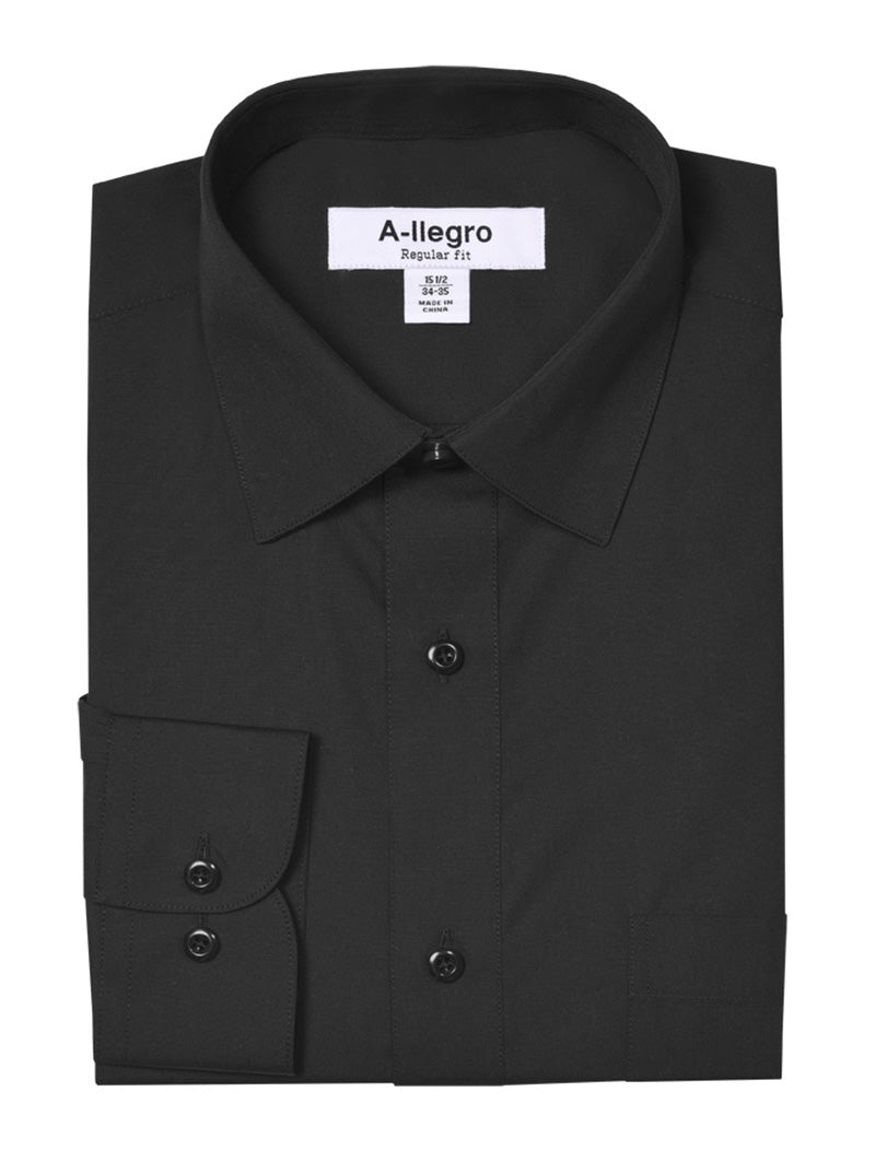 Men’s Basic Regular Fit Cotton Dress Shirt In Black