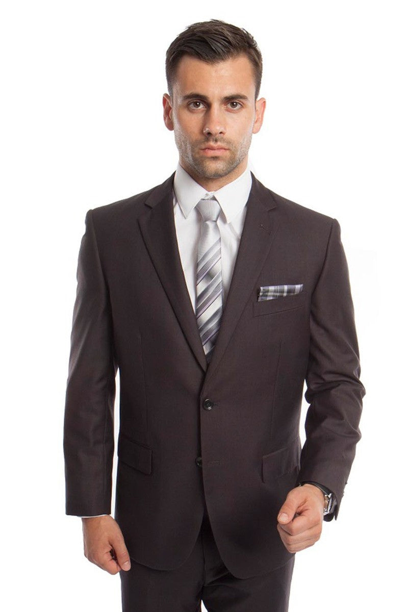 Men’s Two Button Basic Modern Fit Business Suit in Dark Grey