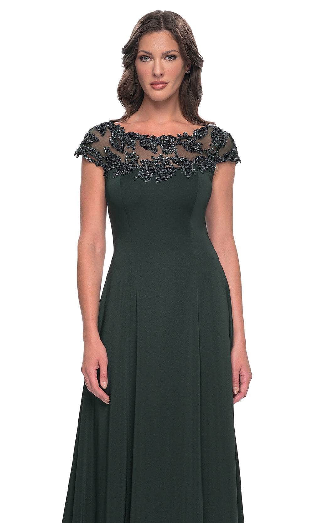 Cap Sleeve Applique Evening Dress