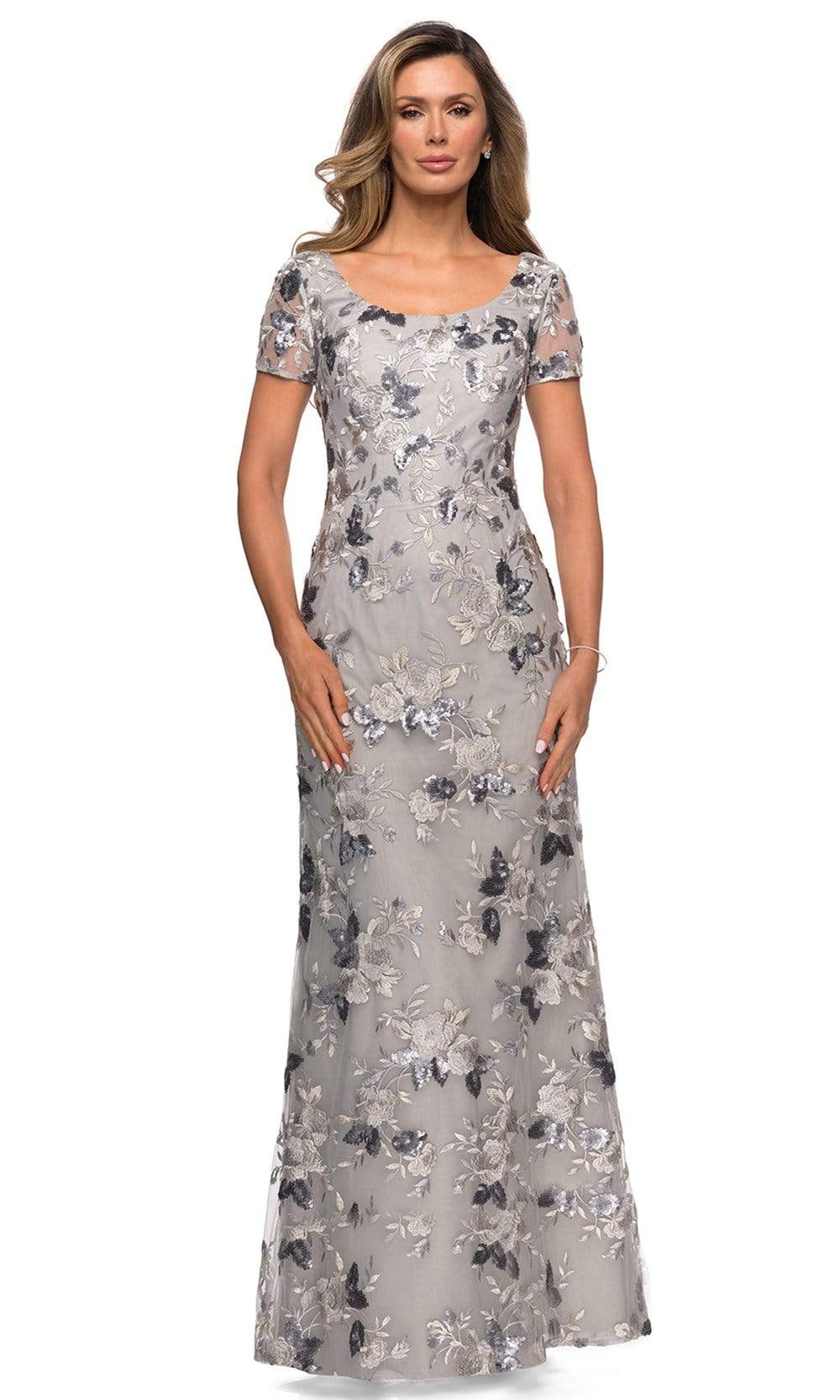 27991 Sequined Floral Lace Mother of the Groom Sheath Dress