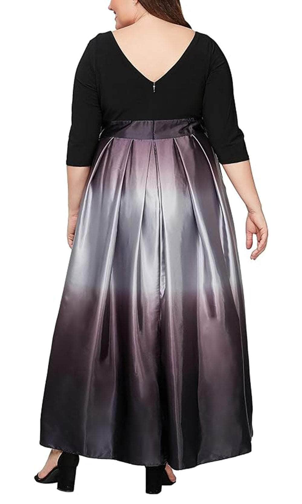 Ombre Quarter Sleeve A-Line Dress