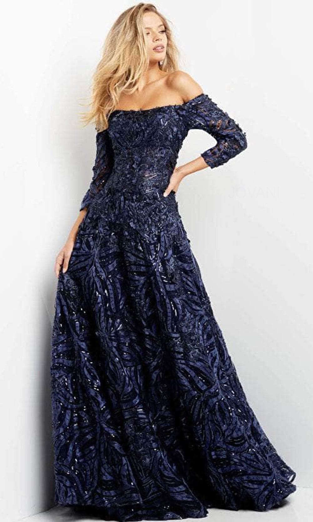 Off-shoulder Straight Across Long Gown