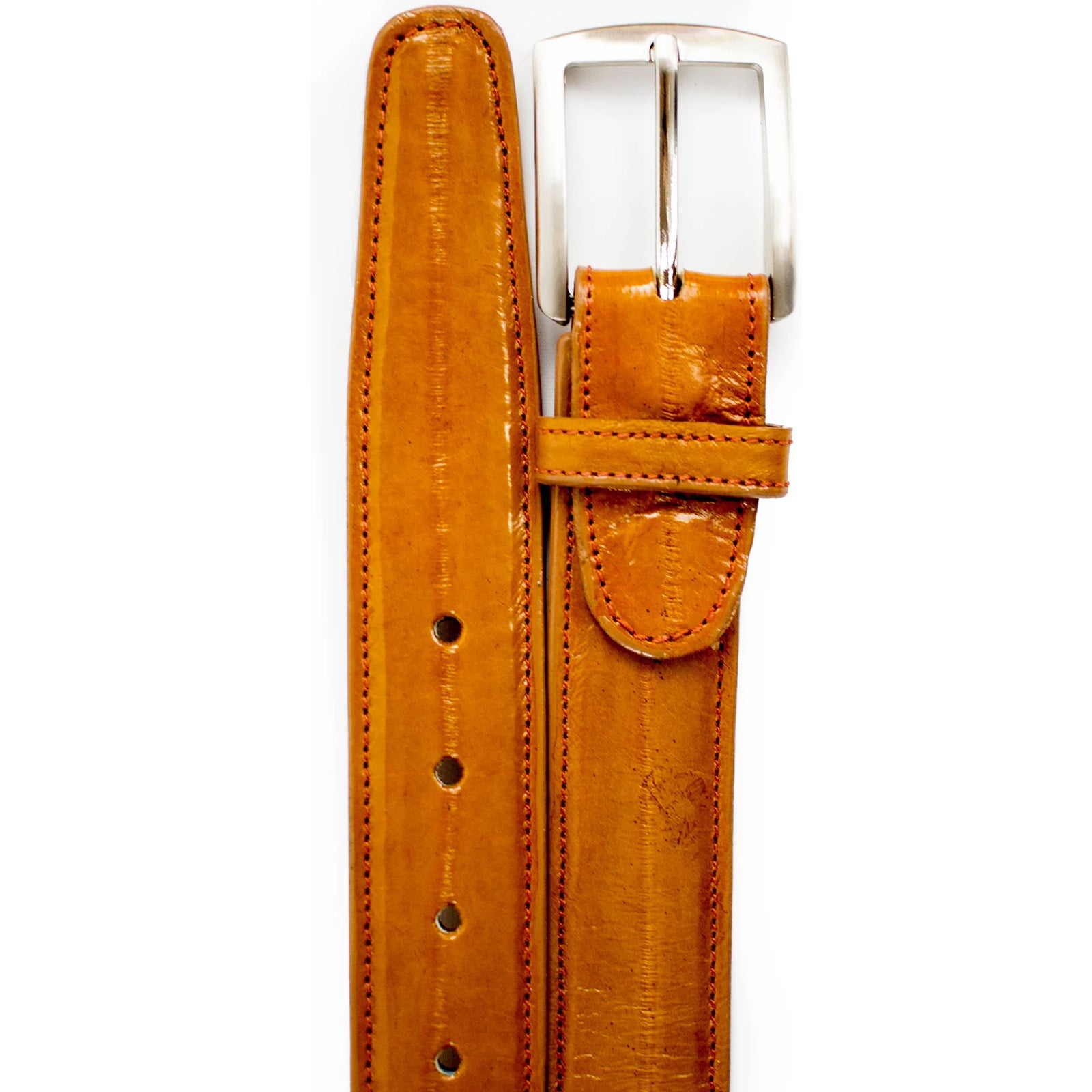 Men’s Belvedere Genuine Eel Skin Dress Belt in Camel