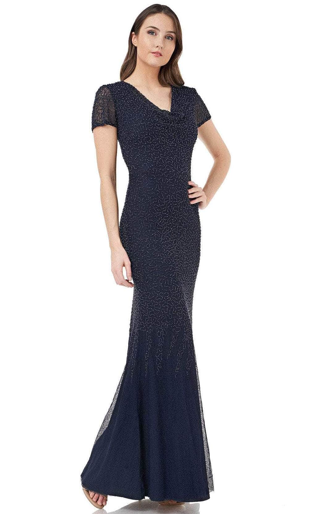 Pearl Beaded Sheath Evening Dress