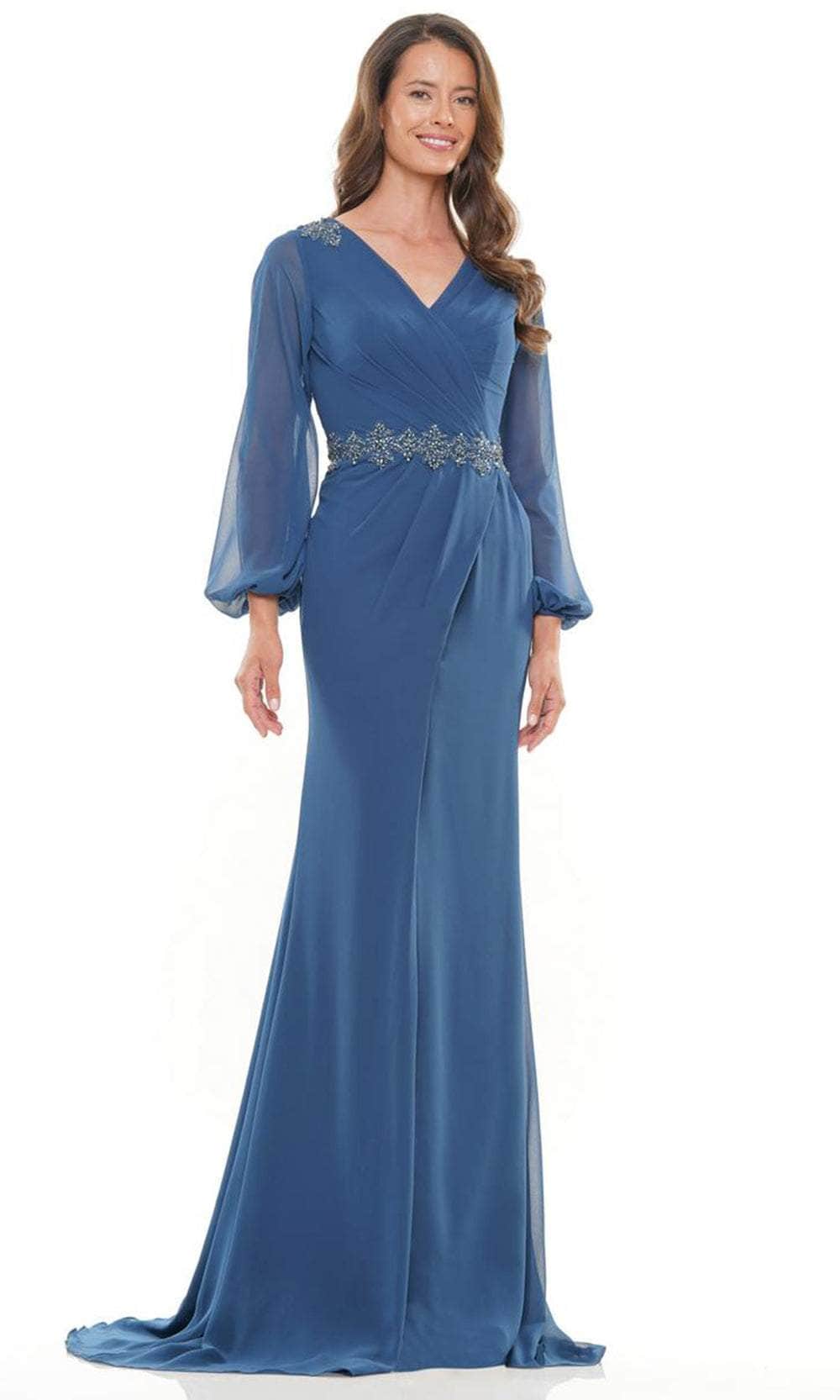V-Neck Long Sleeve Long Gown