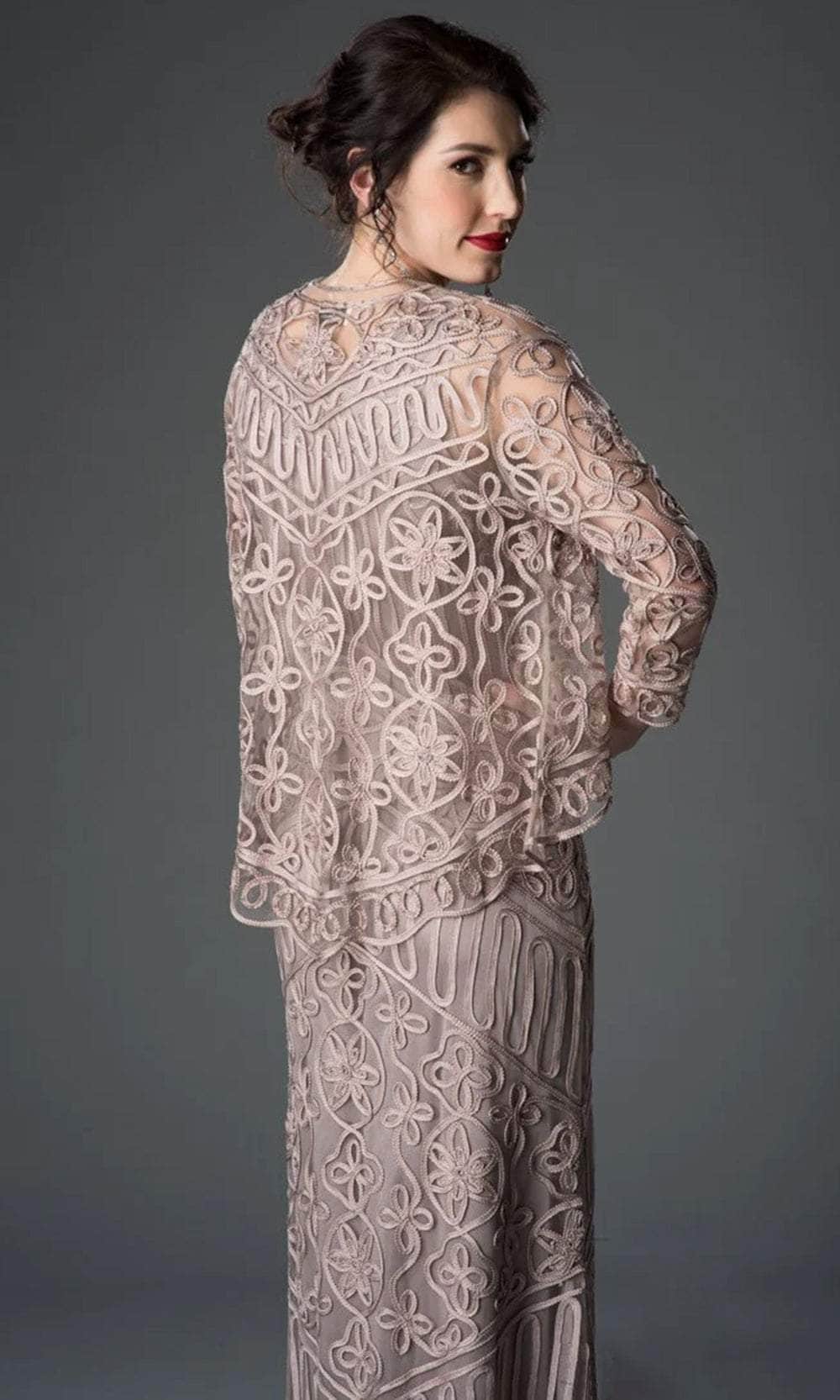 Soutache Lace Embroidered Dress And Jacket Gown