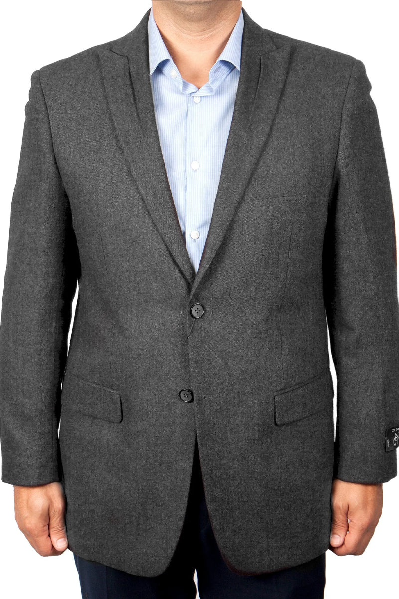 Men’s Two Button Peak Lapel Wool Blazer in Grey