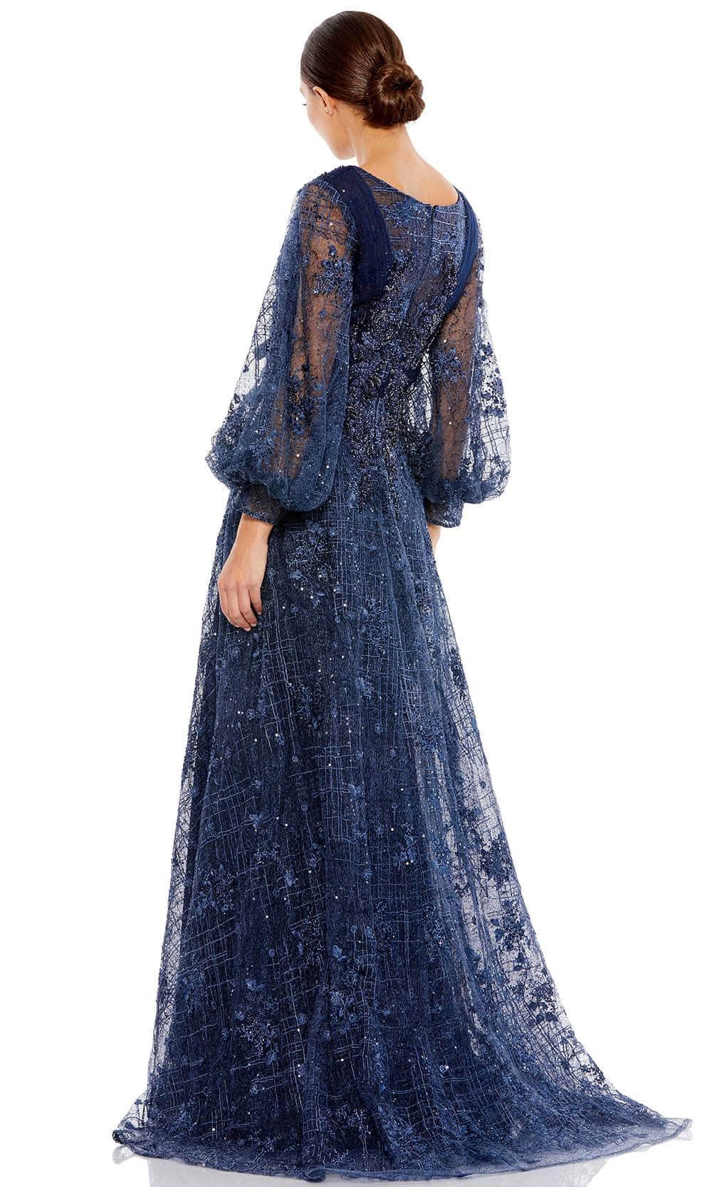 Long Sleeves Plunging V-neck Long Gown