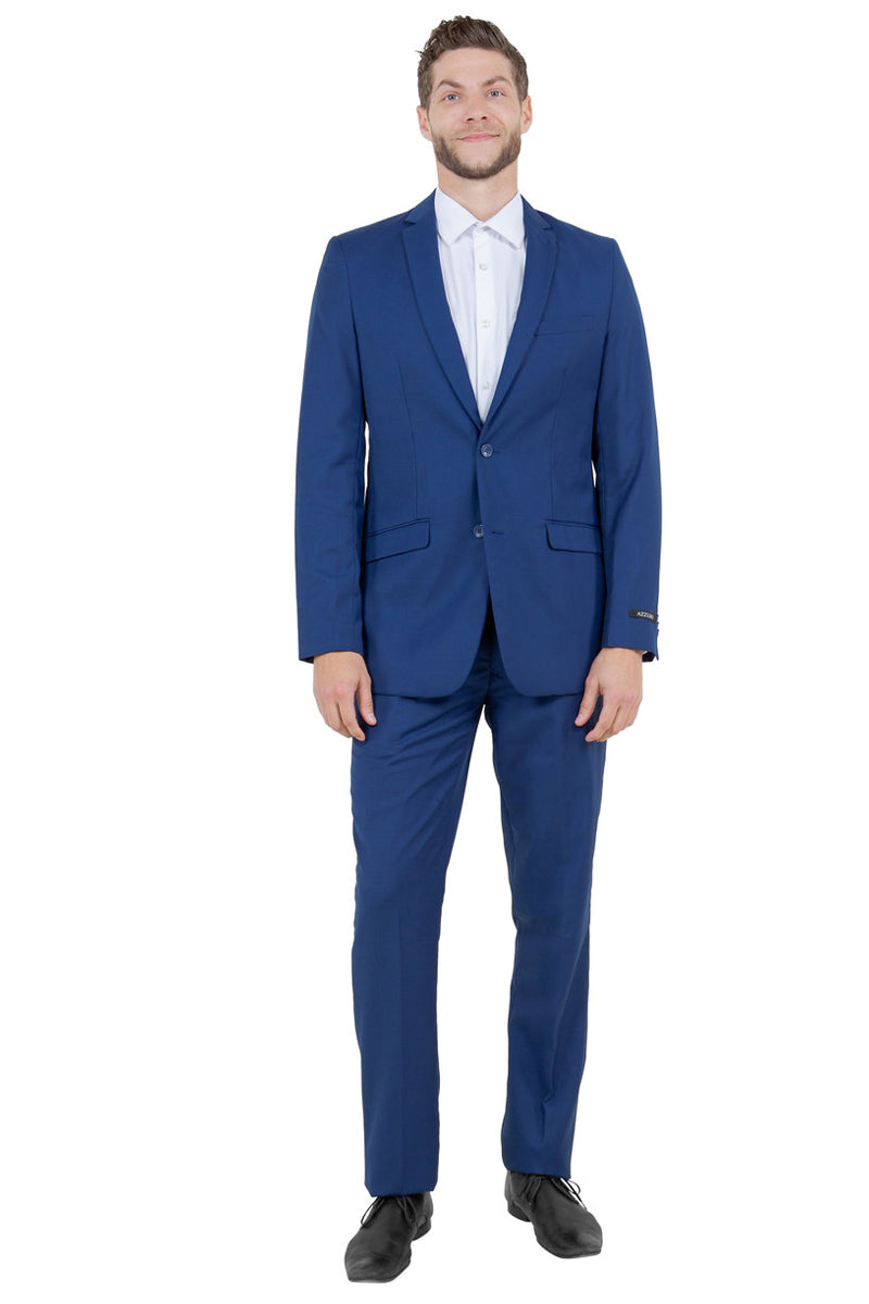 Men’s Basic Slim Fit Vested Business Suit in Blue