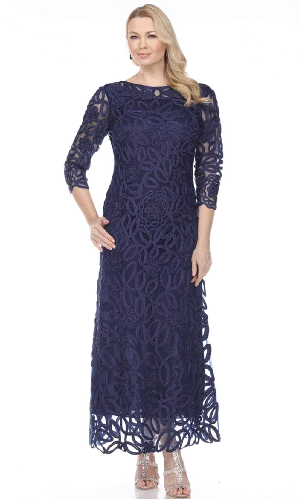 Soutache Embroidered Lace Evening Gown Dress