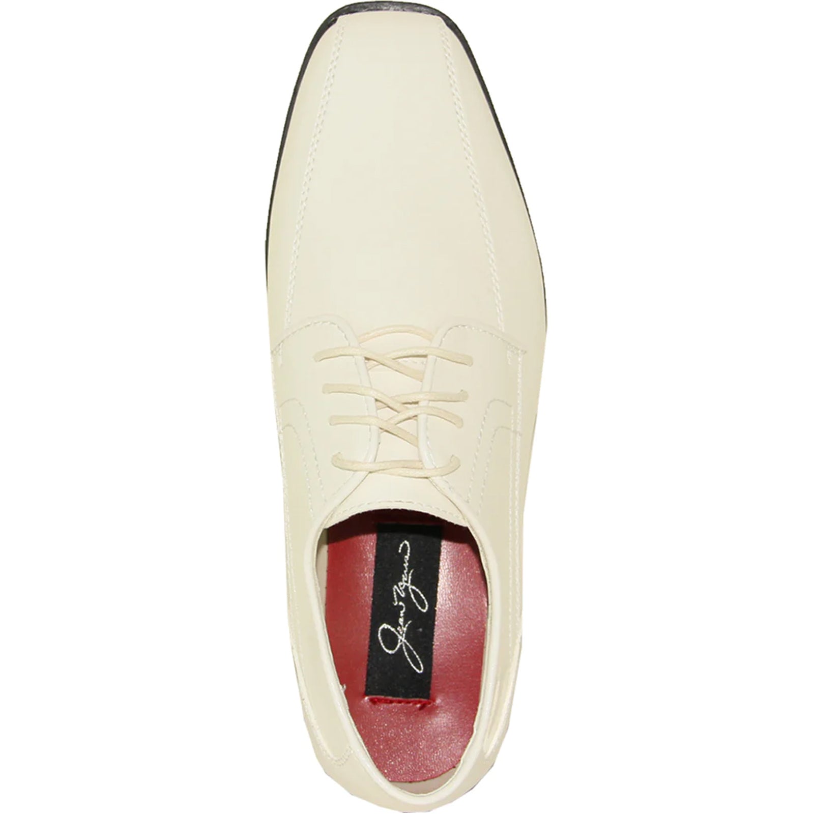 Mens Formal Wedding & Prom Double Runner Shiny Patent Dress Shoe in Ivory