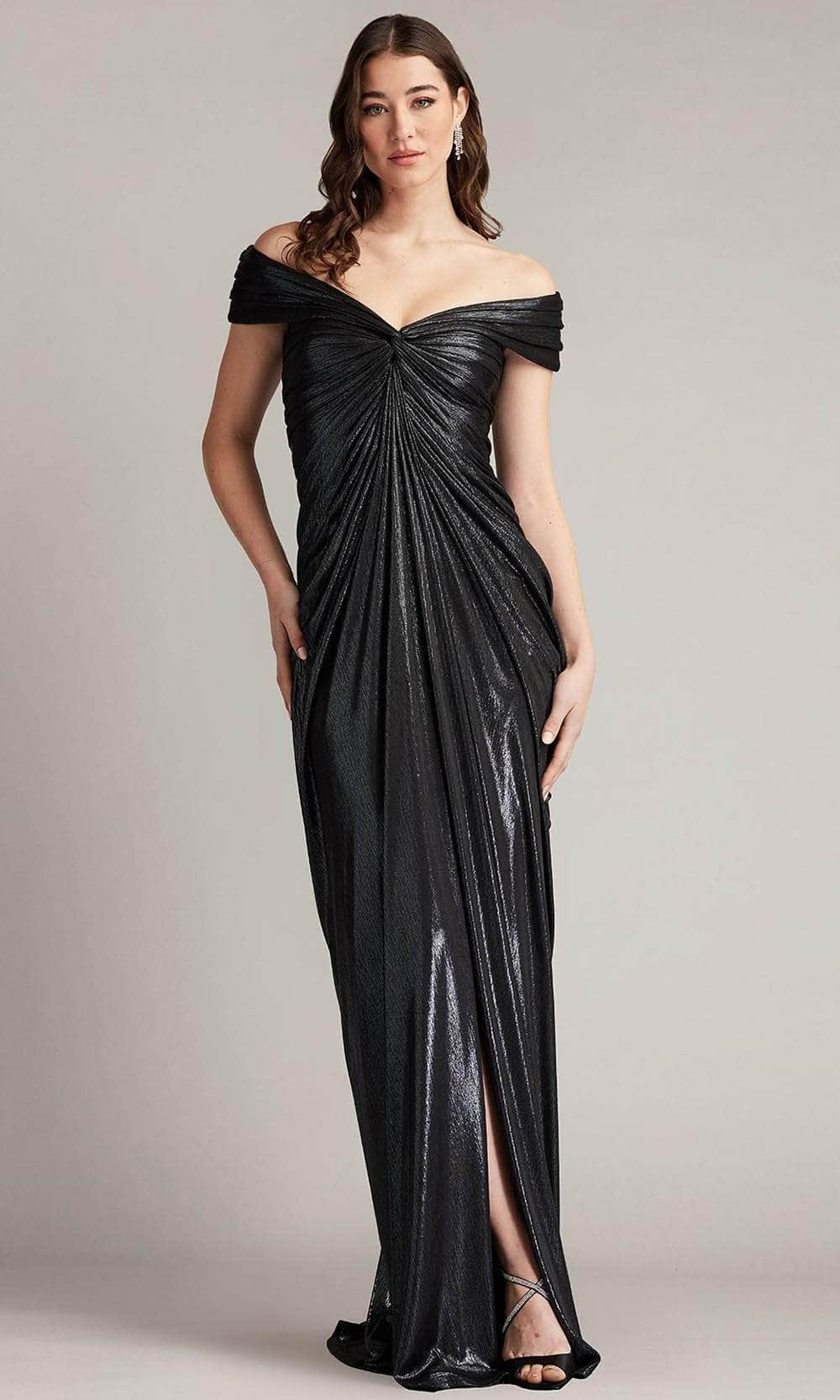 Off Shoulder Lame Evening Gown