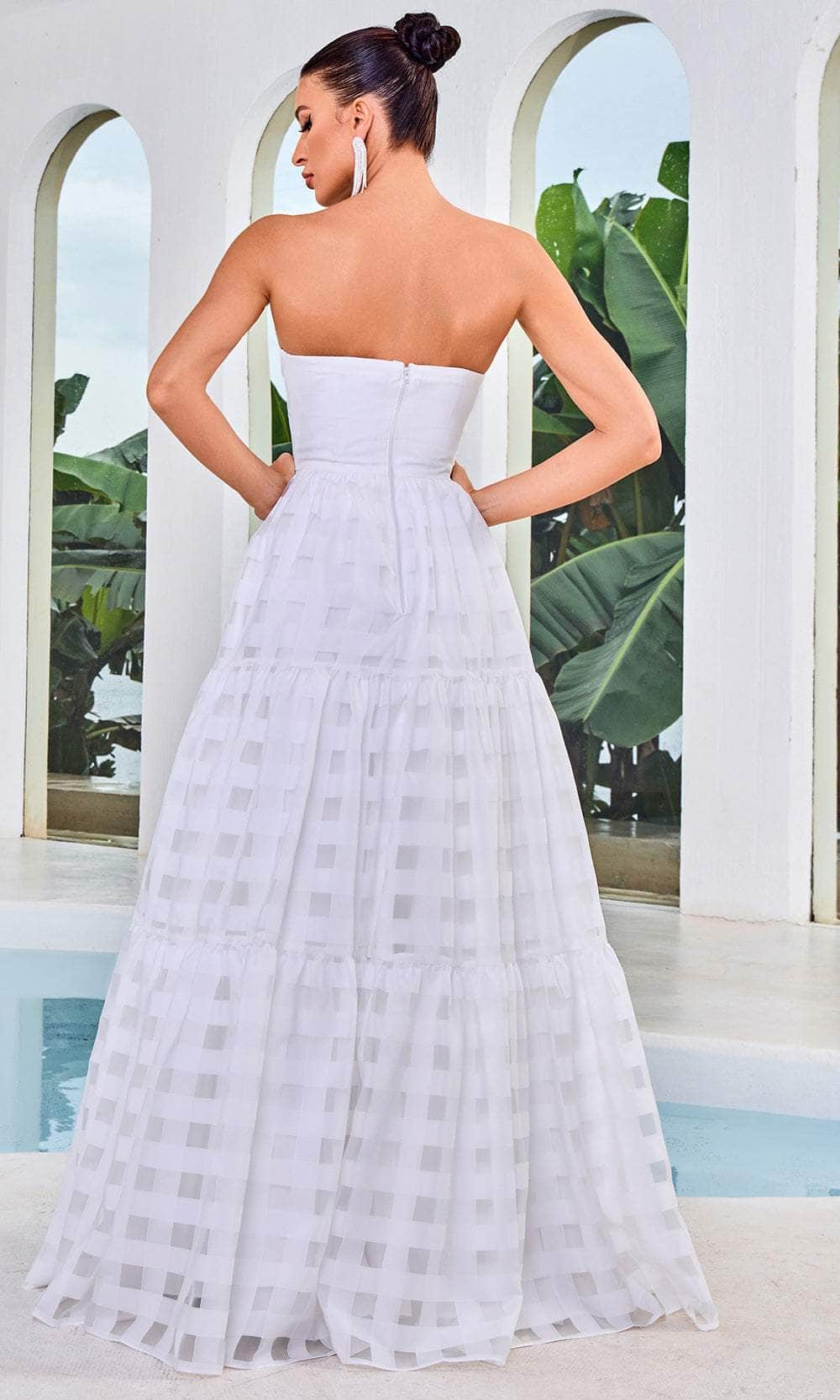 Weaved Illusion Panel Evening Gown