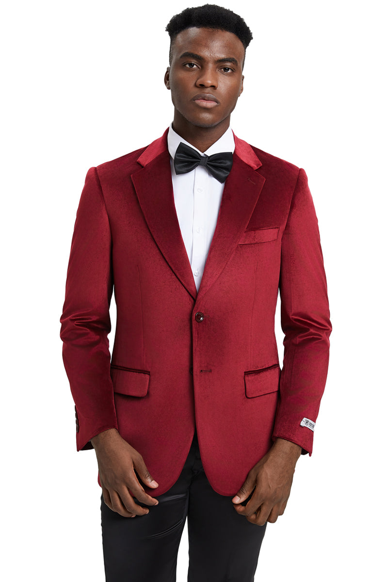 Men’s Stacy Adams Modern Fit Velvet Blazer in Burgundy