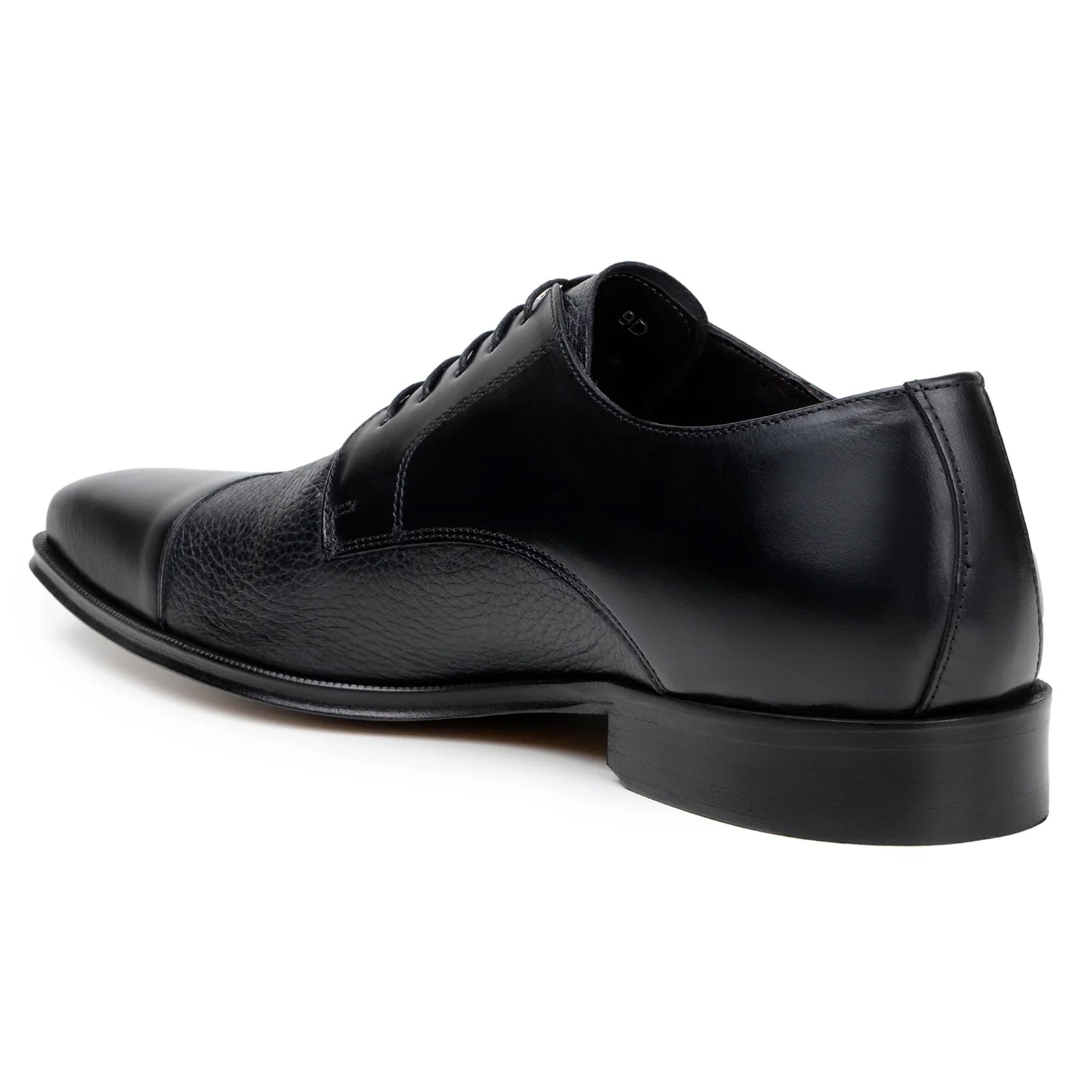 Men’s Belvedere Alexander Italian Deerskin & Nappa Leather Cap Toe Dress Shoe in Black