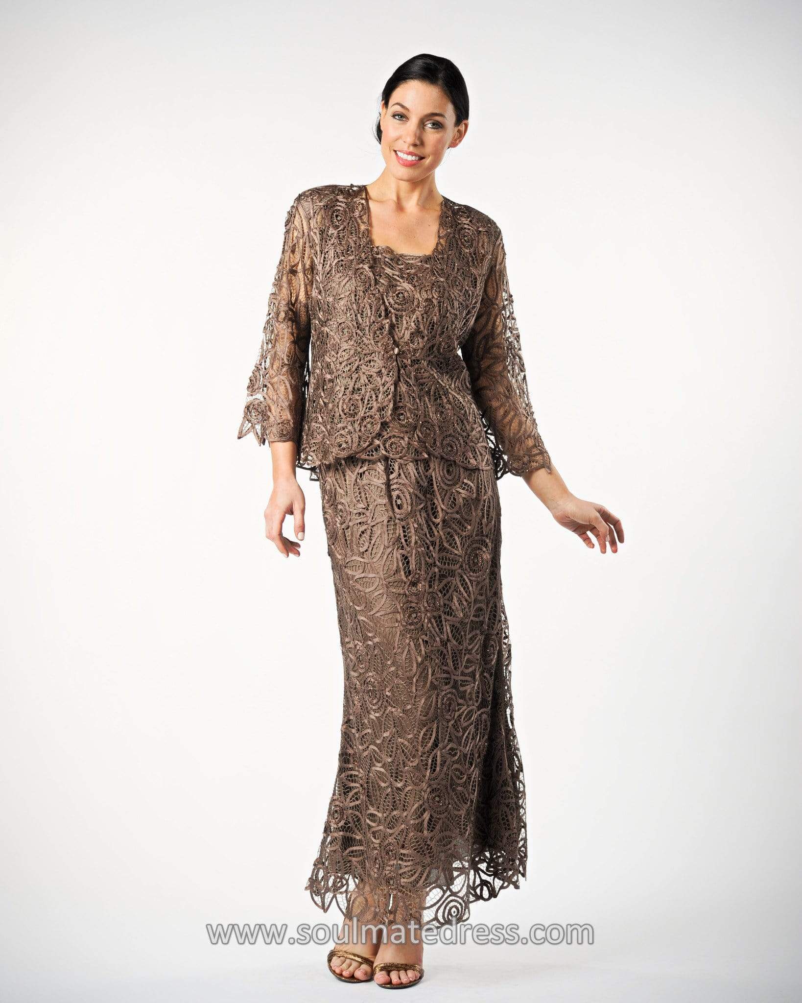 Lace Illusion Sleeves Mother Of The Bride Dress
