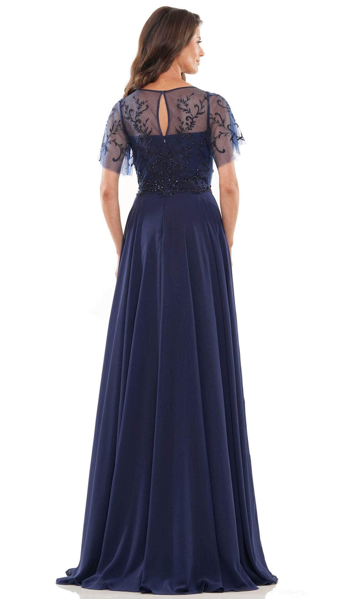 Illusion Flutter Sleeve Formal Dress