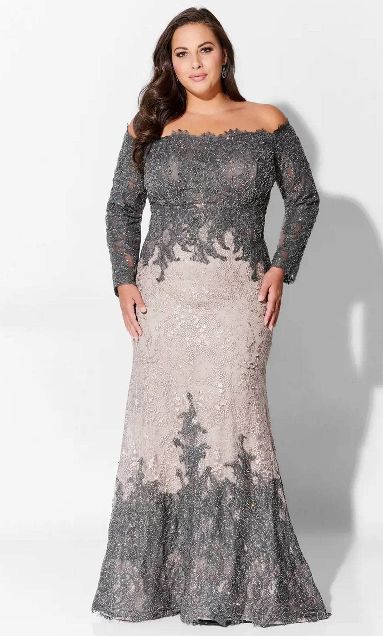Straight Across Embroidered Mother of the Bride Dress