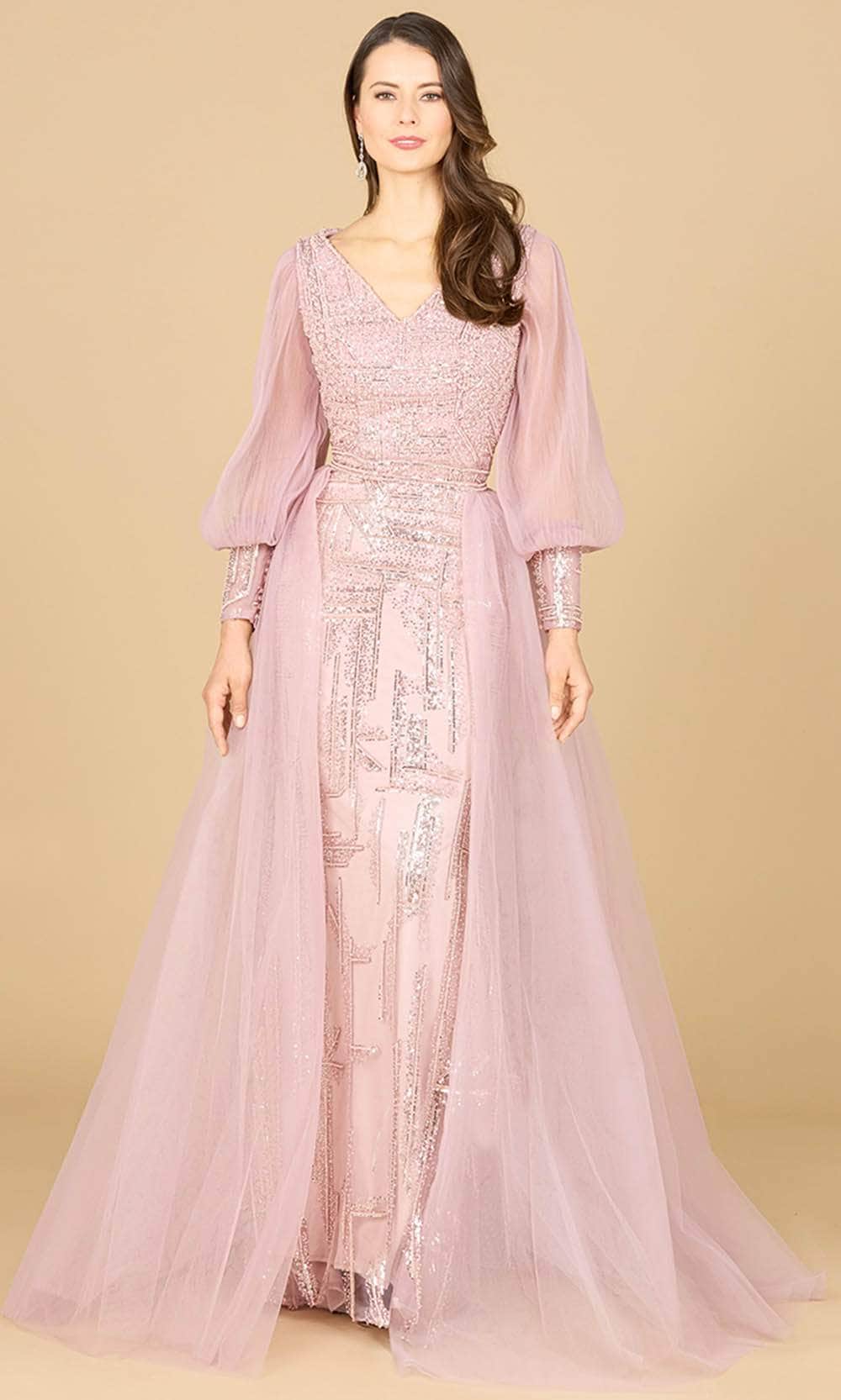 V-Neck Long Sleeve Evening Gown