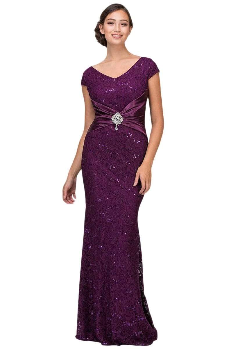 2003 Lace V-neck Trumpet Dress