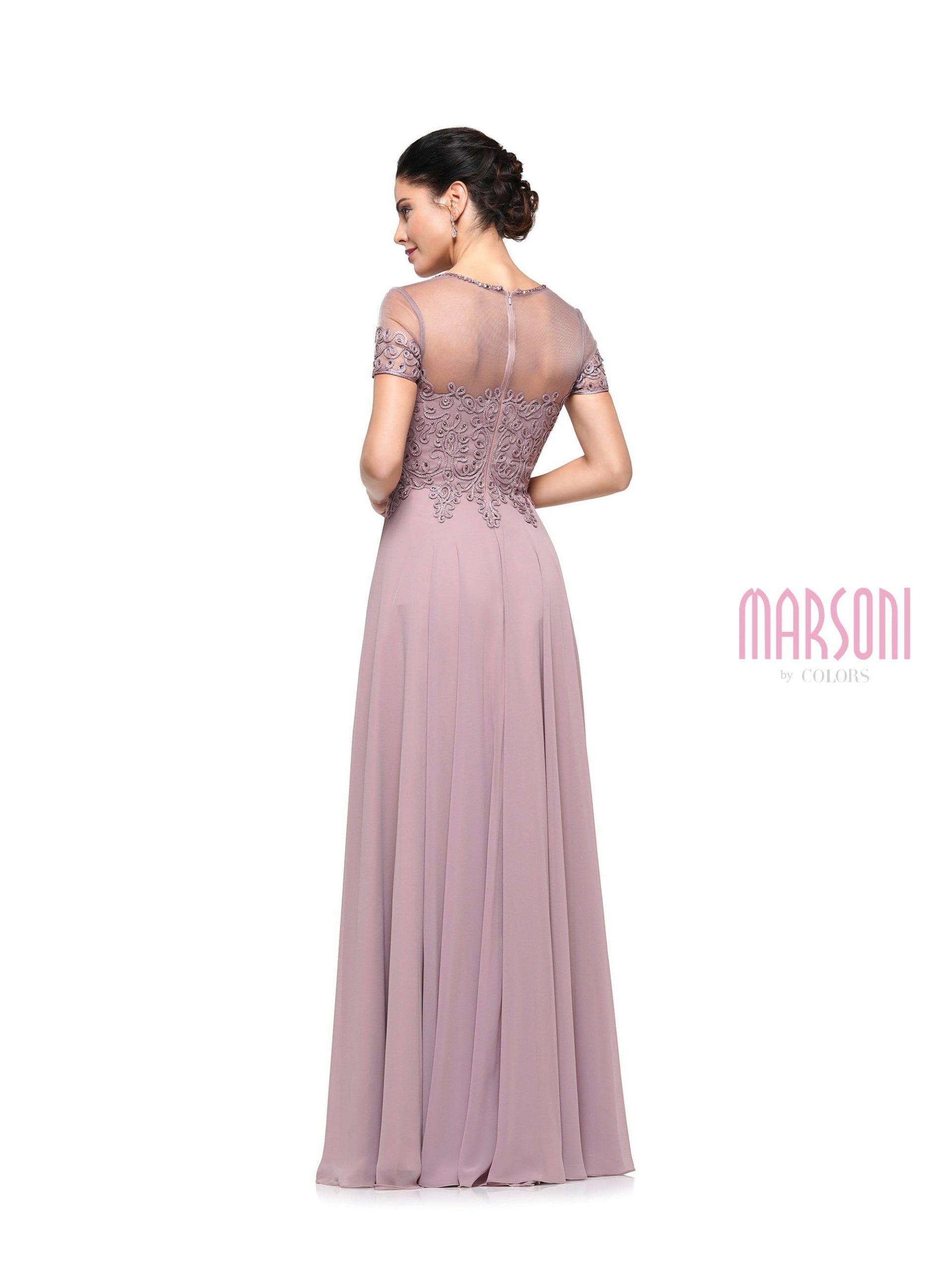 M271 Short Sleeve Queen Anne Soutache Gown