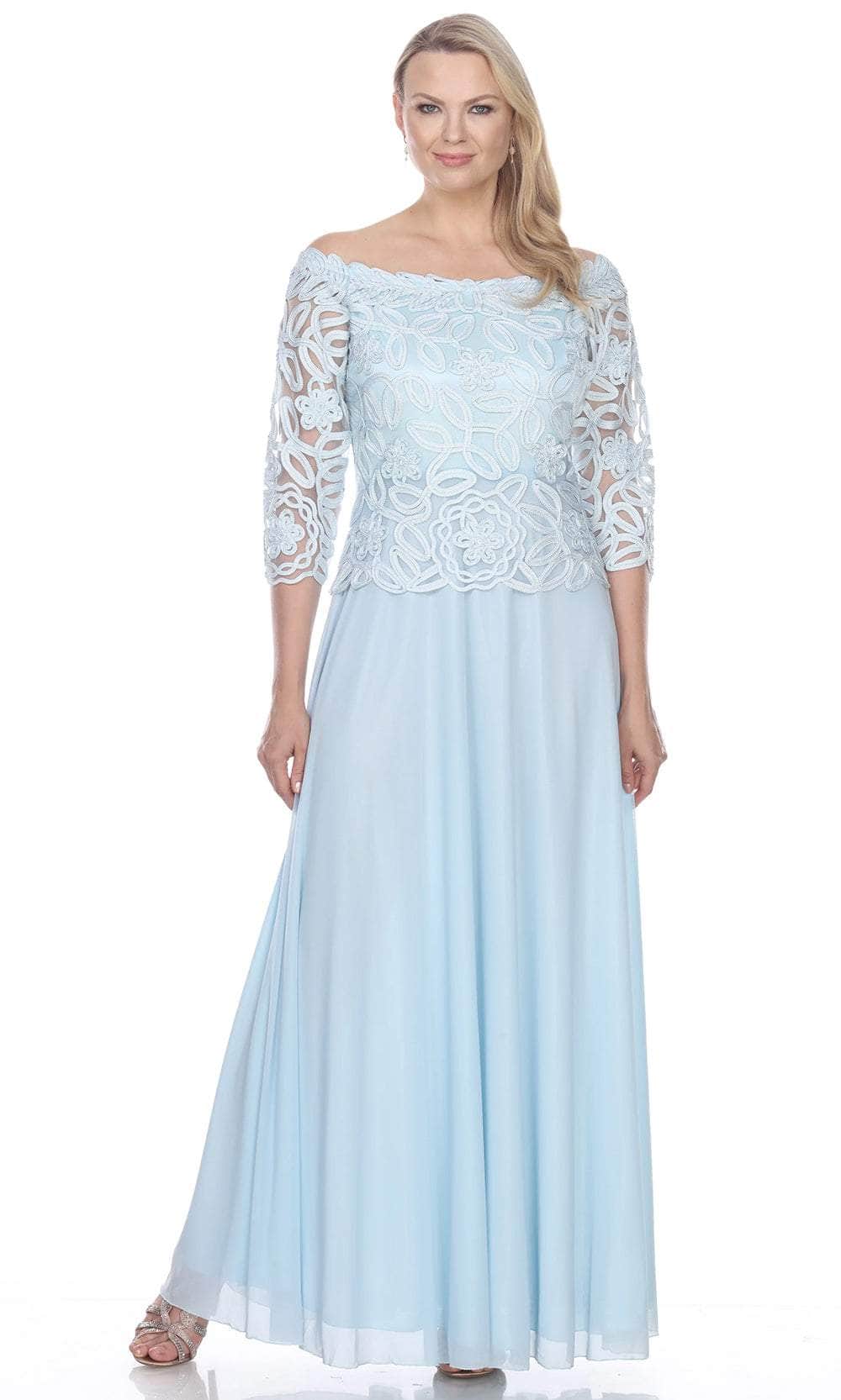 Off Shoulder 3/4 Sleeve Evening Gown