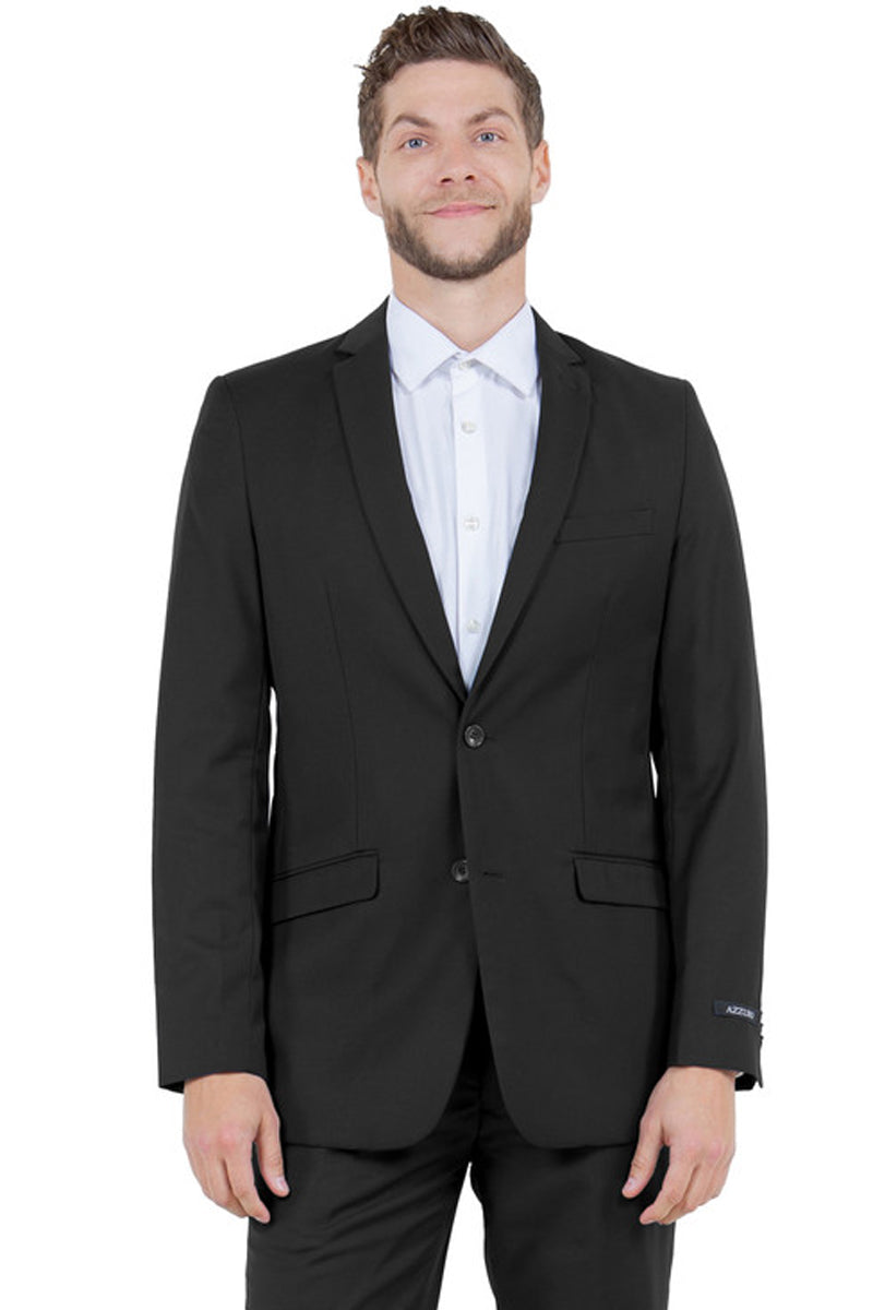 Men’s Basic Slim Fit Vested Business Suit in Black