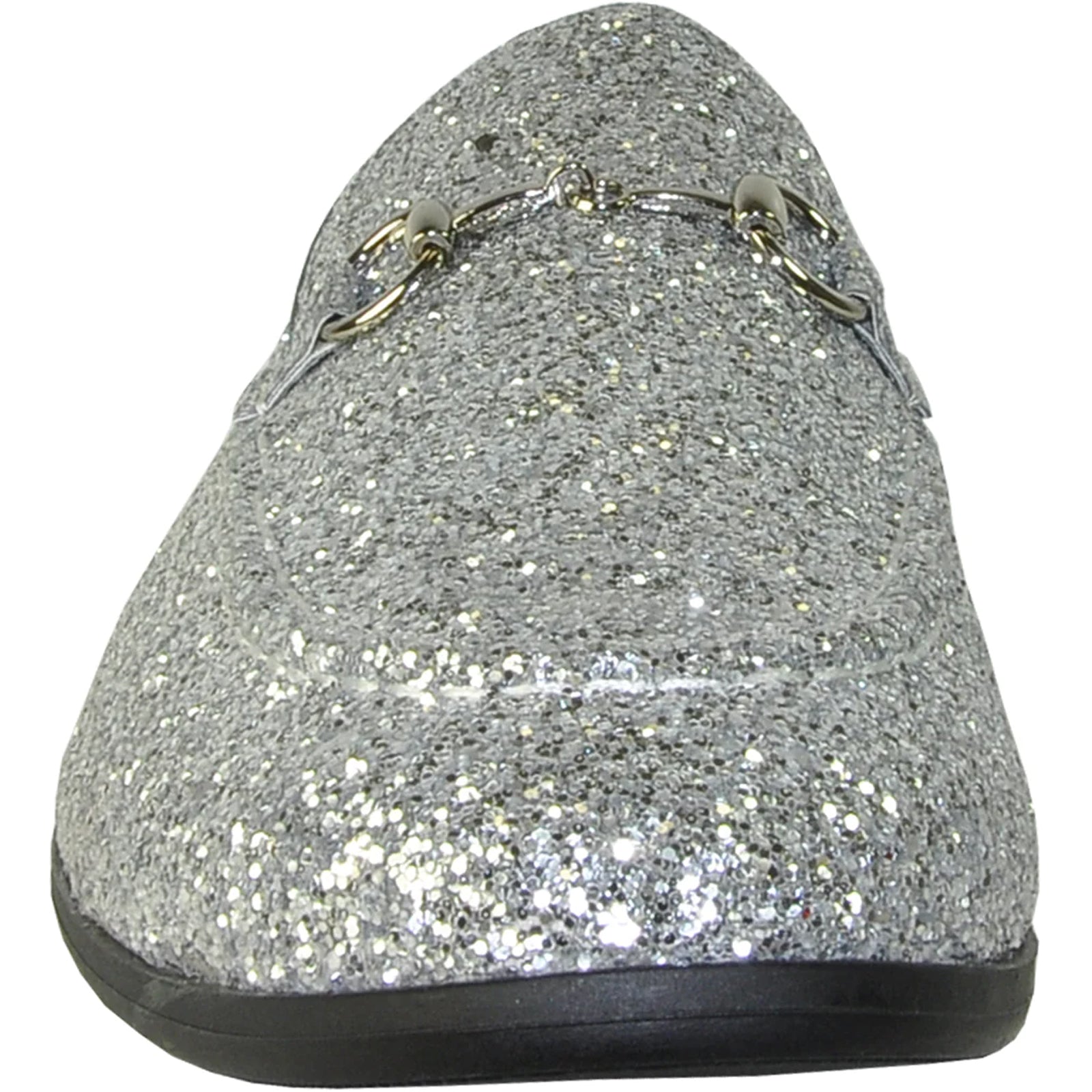Mens Modern Glitter Sequin Prom Tuxedo Loafer in Silver Grey