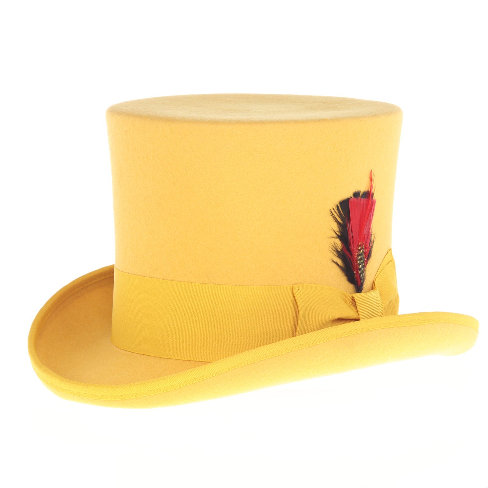 Men’s Tall 100% Wool Dress Top Hat in Mustard Gold