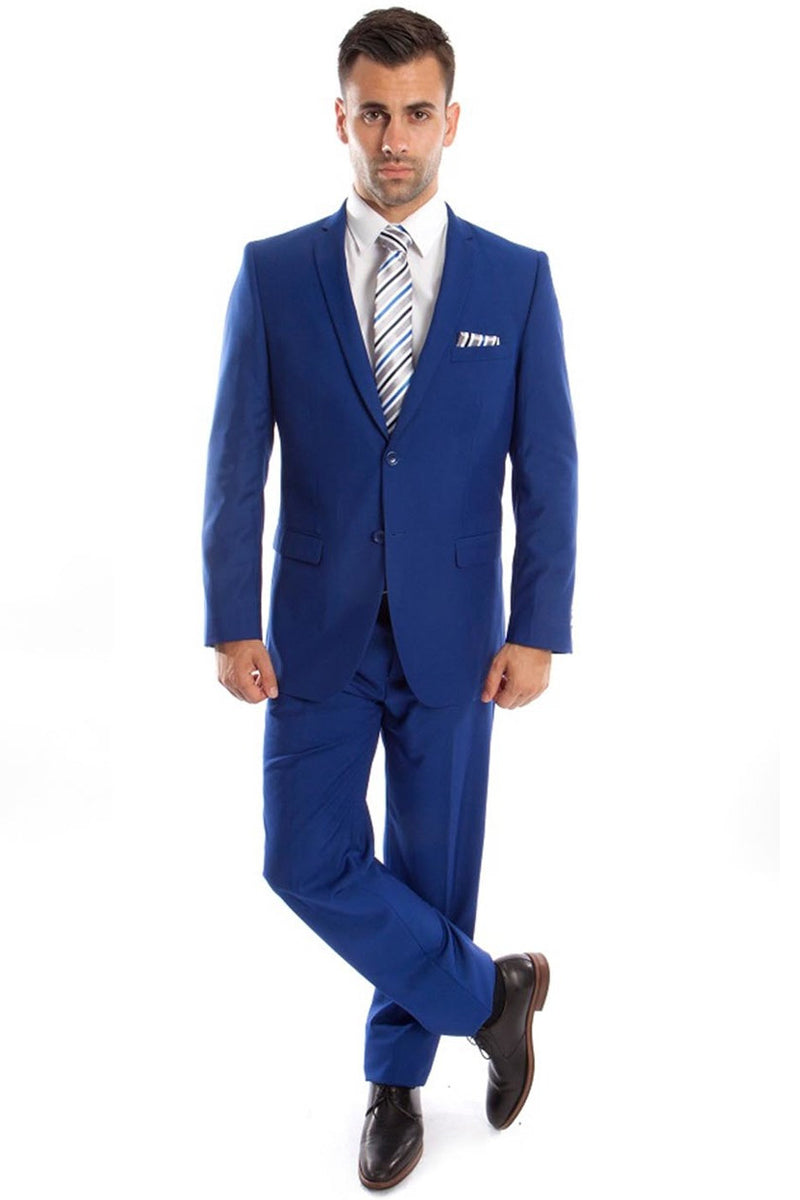 Men’s Basic 2 Button Slim Fit Wedding Suit in Royal Blue