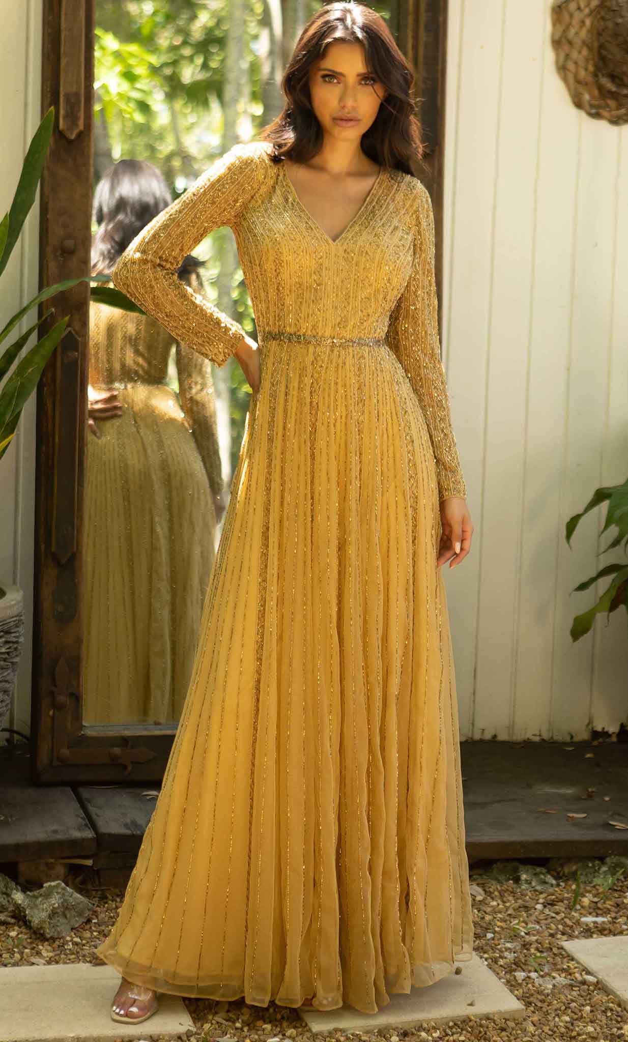Modest Long Sleeve A-line Gown