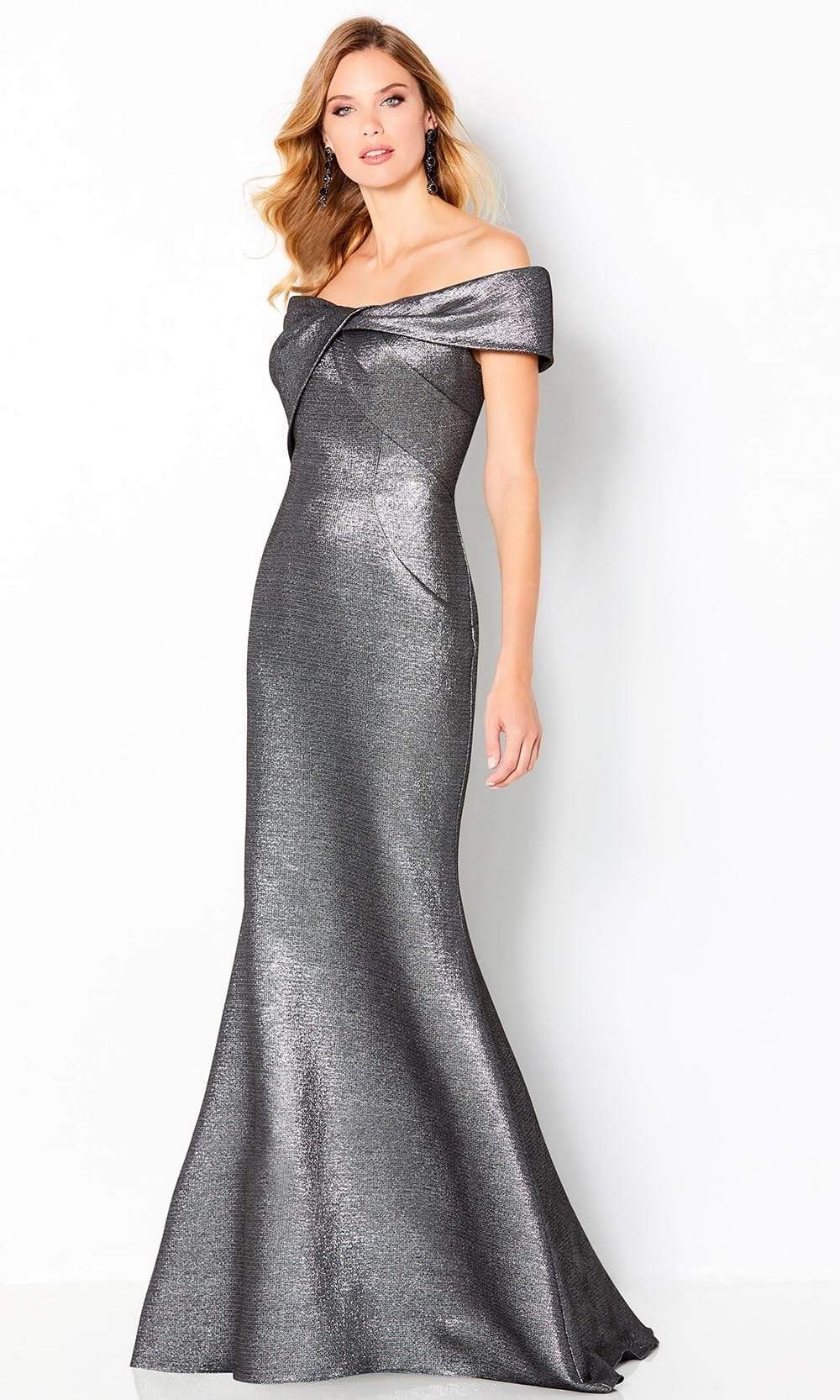 220647 Metallic Off Shoulder Dress