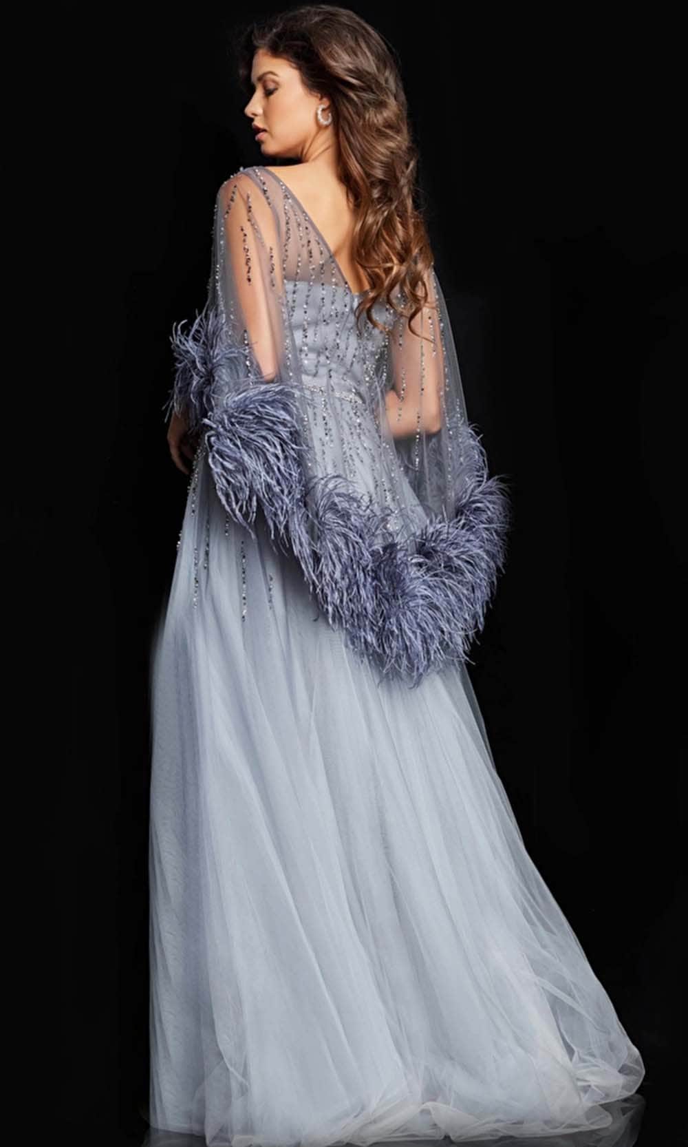 Beaded Illusion Bateau Evening Dress