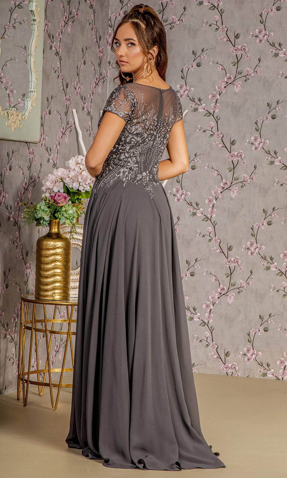 Embroidery Bateau Formal Dress