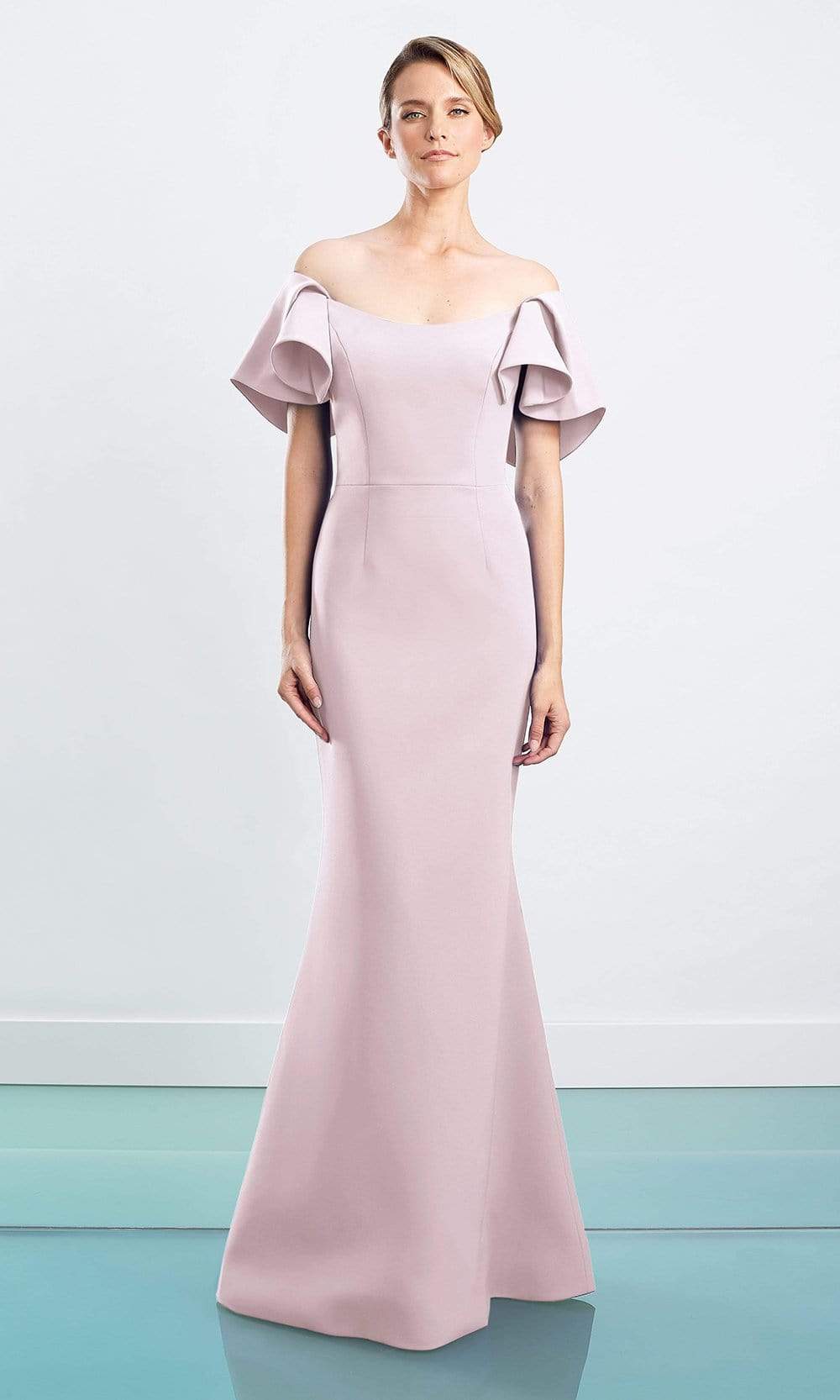 1464 Ruffled Off Shoulder Trumpet Dress