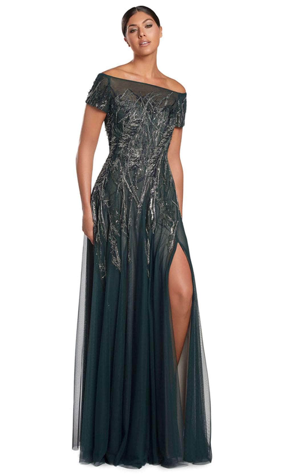 Embellished Off-Shoulder Evening Gown