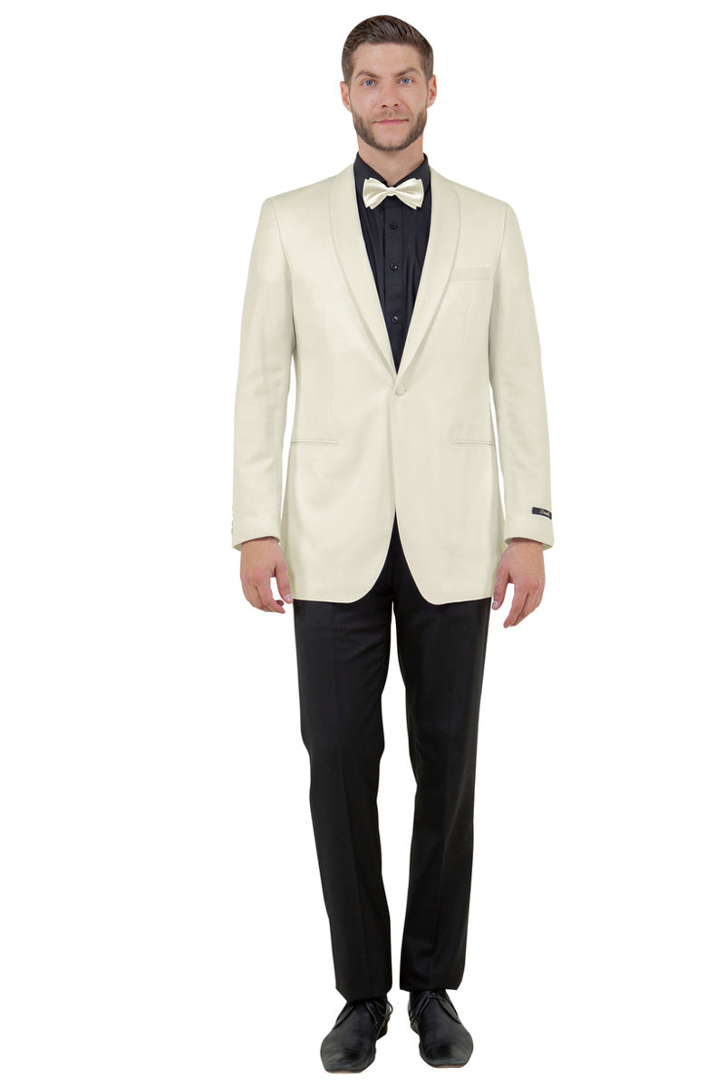 Men’s One Button Shawl Dinner Jacket in Ivory Off White