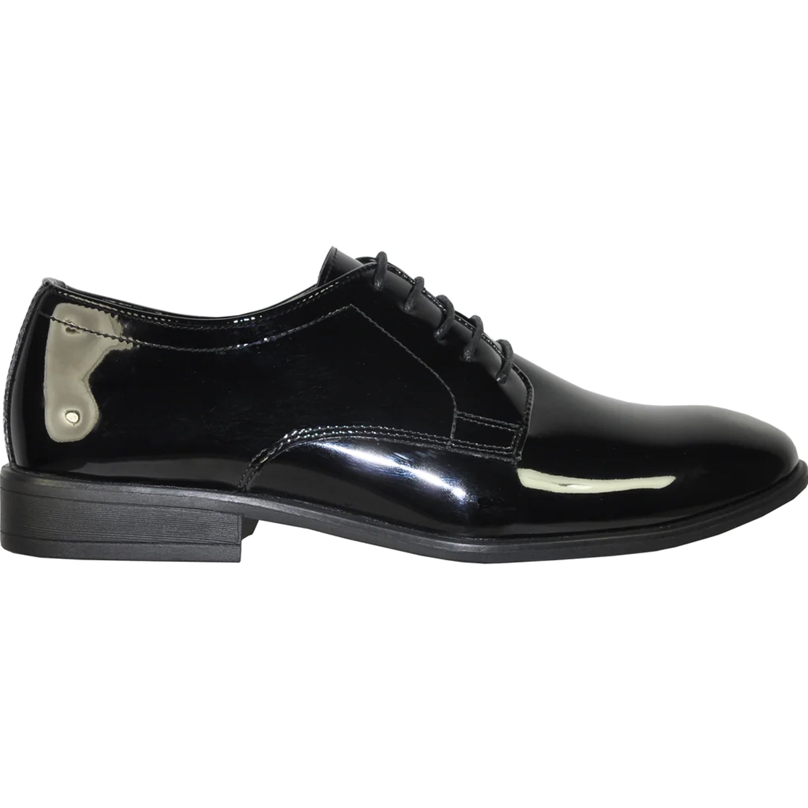 Mens Classic Plain Toe Shiny Patent Tuxedo Oxford Dress Shoe in Black