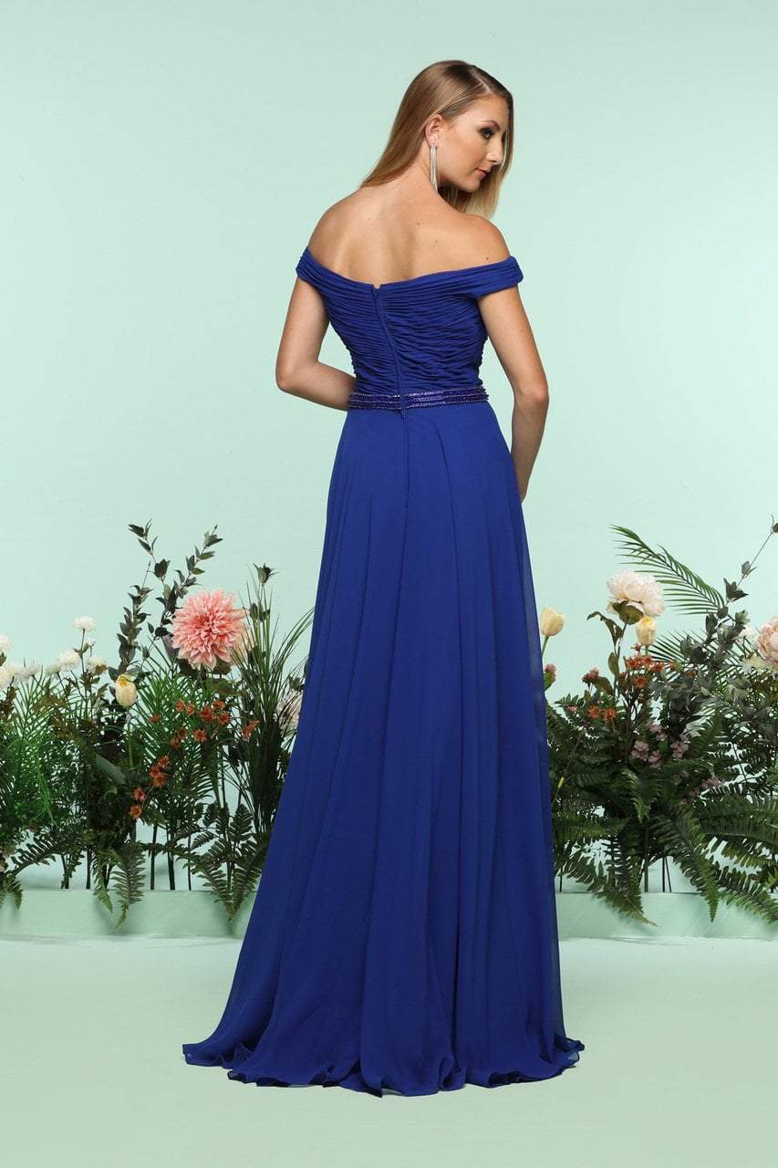 Zoey Grey Ruched Off-Shoulder Chiffon A-line Dress 31170