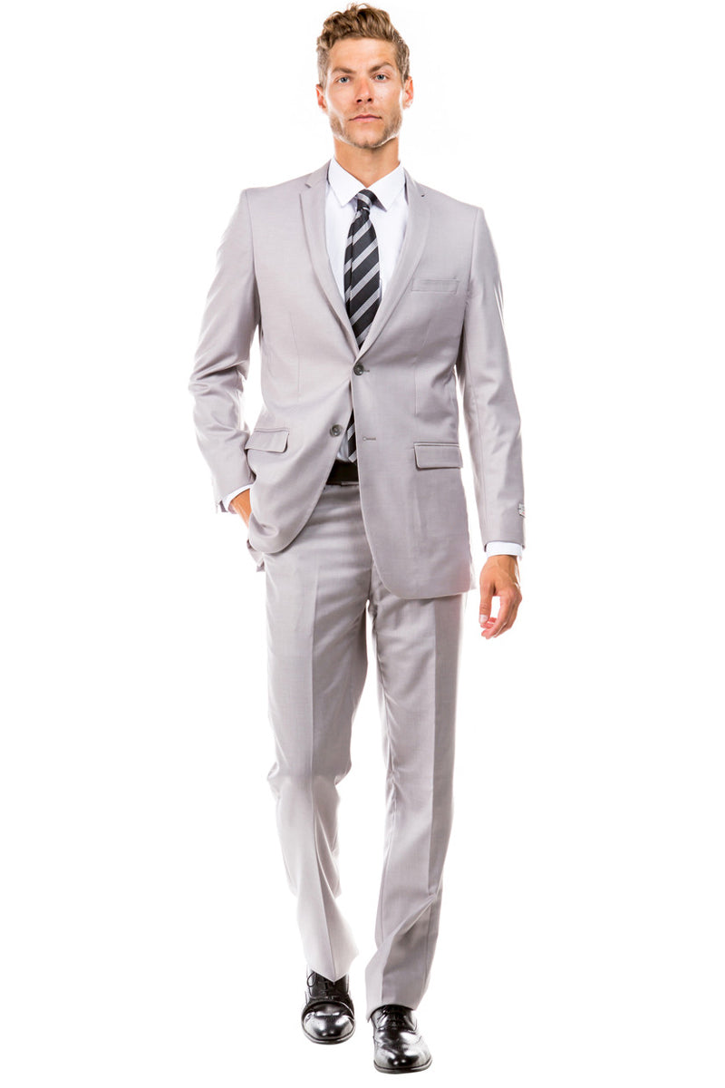 Men’s Basic 2 Button Slim Fit Wedding Suit in Light Grey